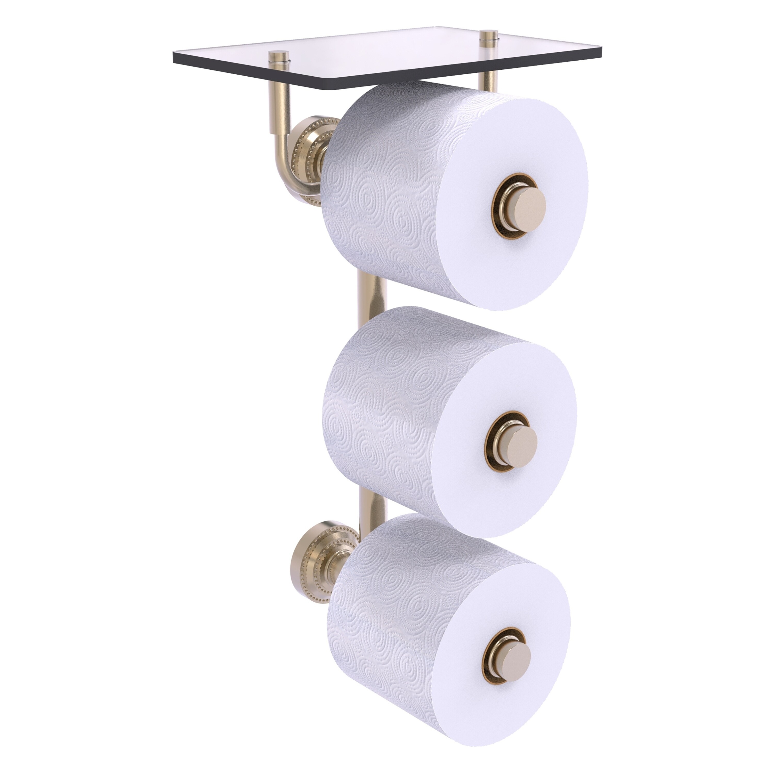 Allied Brass DT-35-3VS-PEW Dottingham Antique Pewter Wall mount Double post Toilet Paper Holder 3 -Rolls with Storage