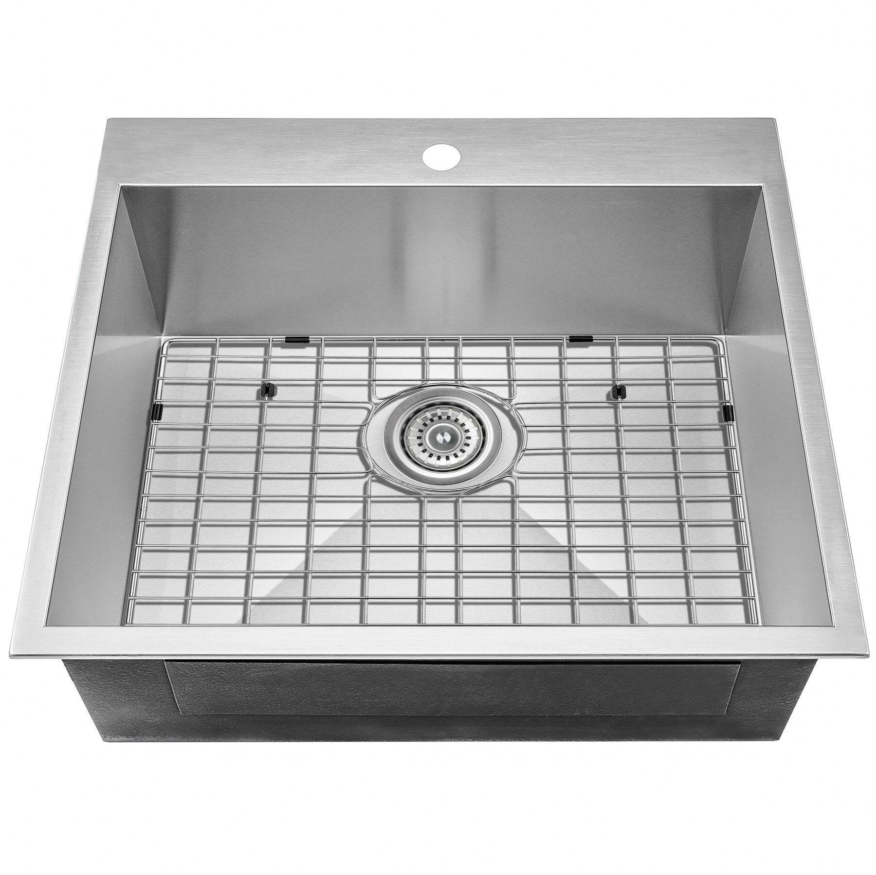 AKDY Drop-In 25-in x 22-in Brushed Stainless Steel Single Bowl 1-Hole ...