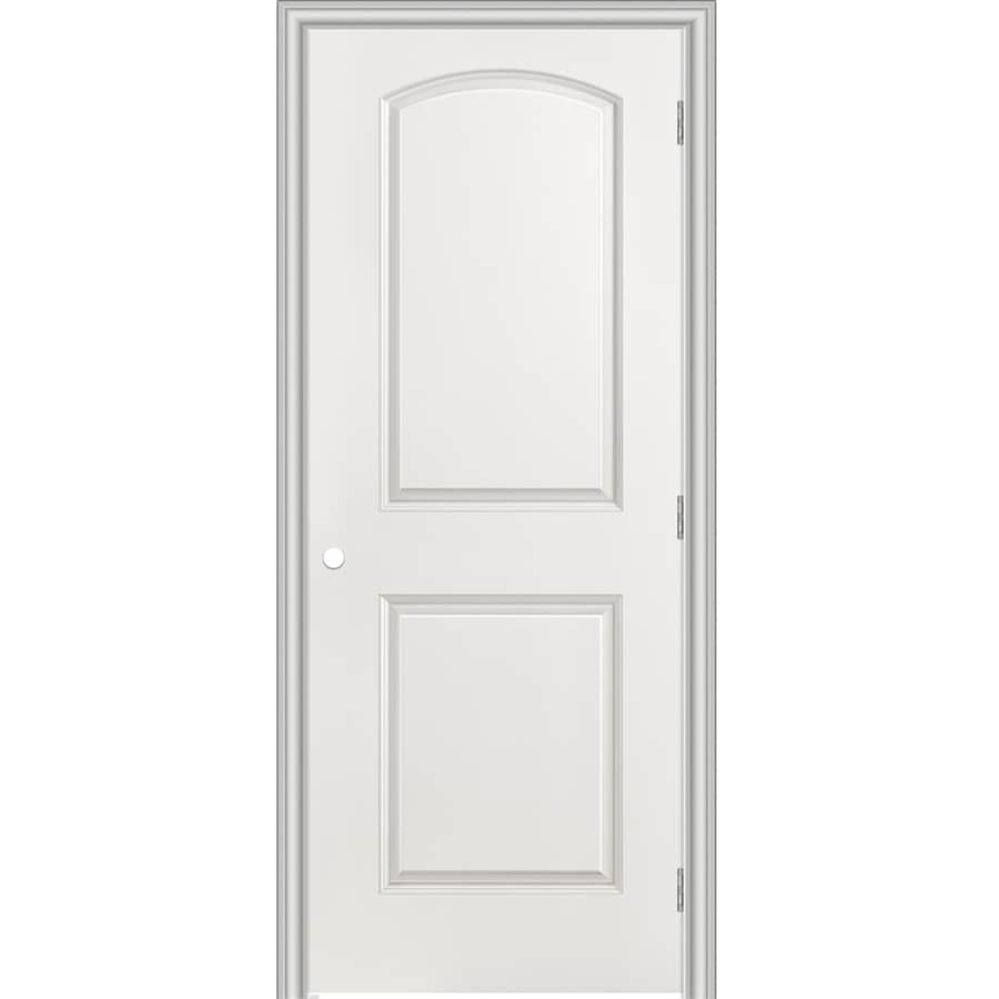 RELIABILT 130289 36-in x 80-in Hollow core 2-panel round top Left hand Smooth Unfinished Molded composite Split Jamb Single Prehung Interior Door 376 Casing