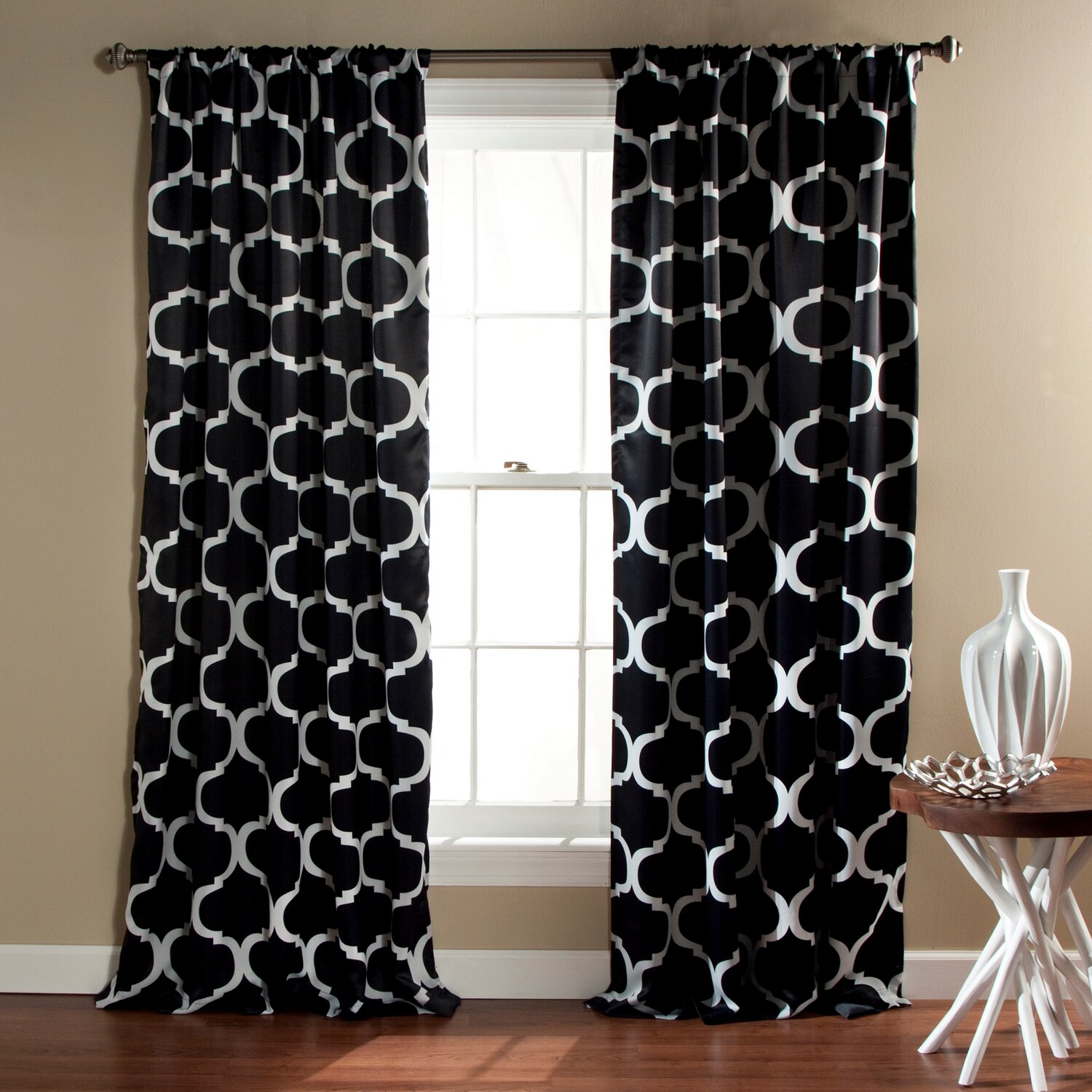 Lush Decor C21262P14-000 84-Inches Black Room darkening Rod pocket Curtain panel pair