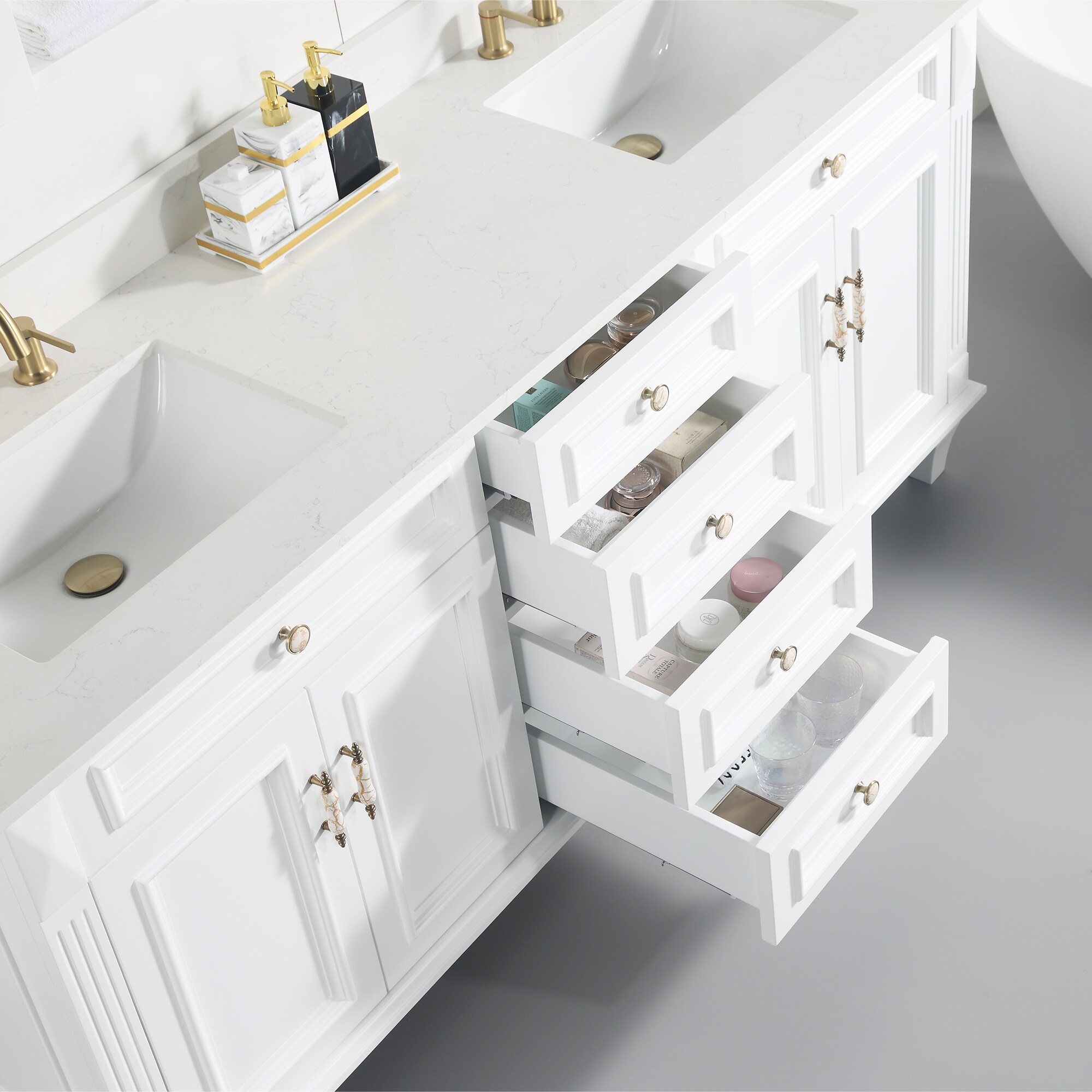 WELLFOR ARTWOOD72QZ-WT Bath-Vanity-Combo - View #13
