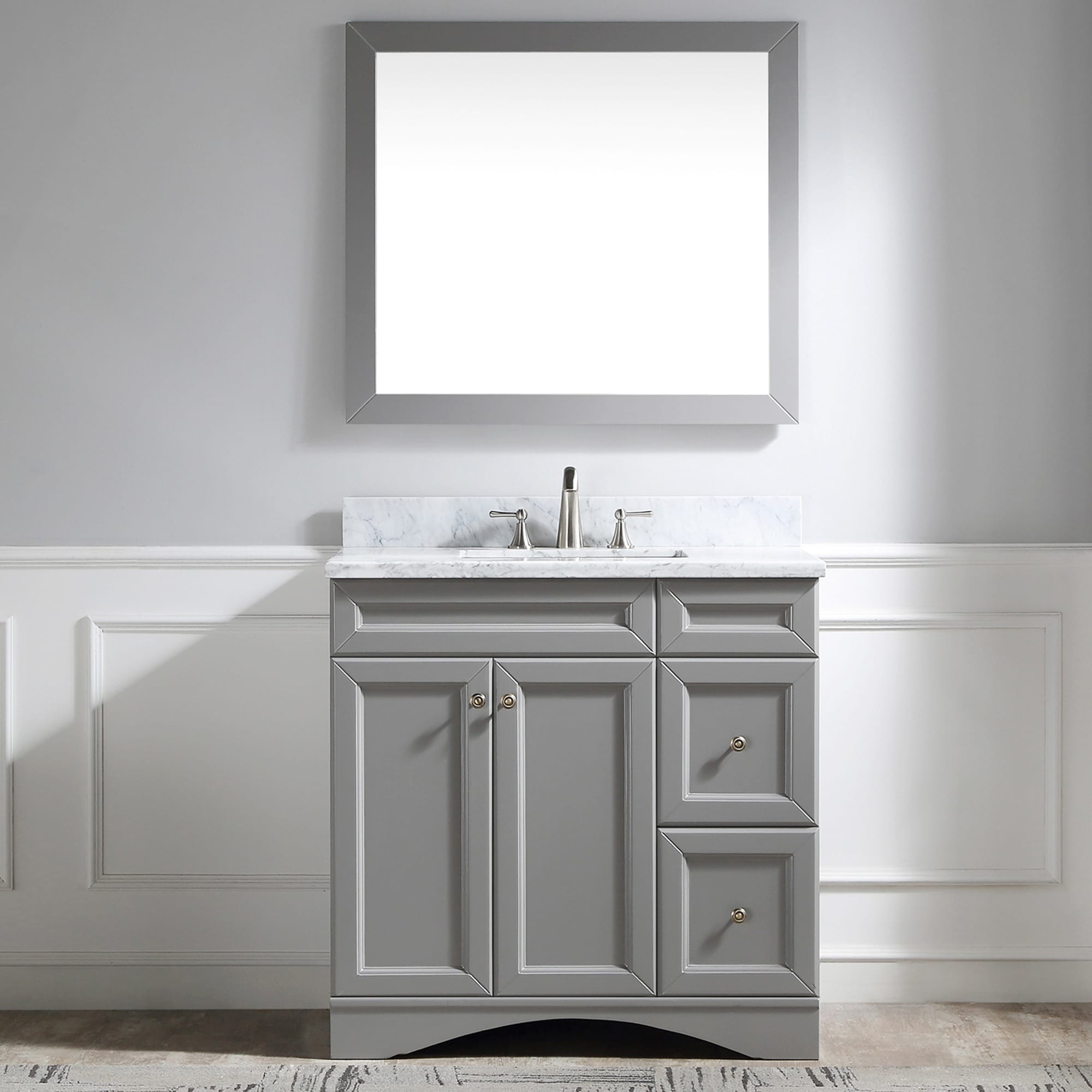 Clihome Bathroom Vanities with top and mirror 36-in Gray Undermount ...