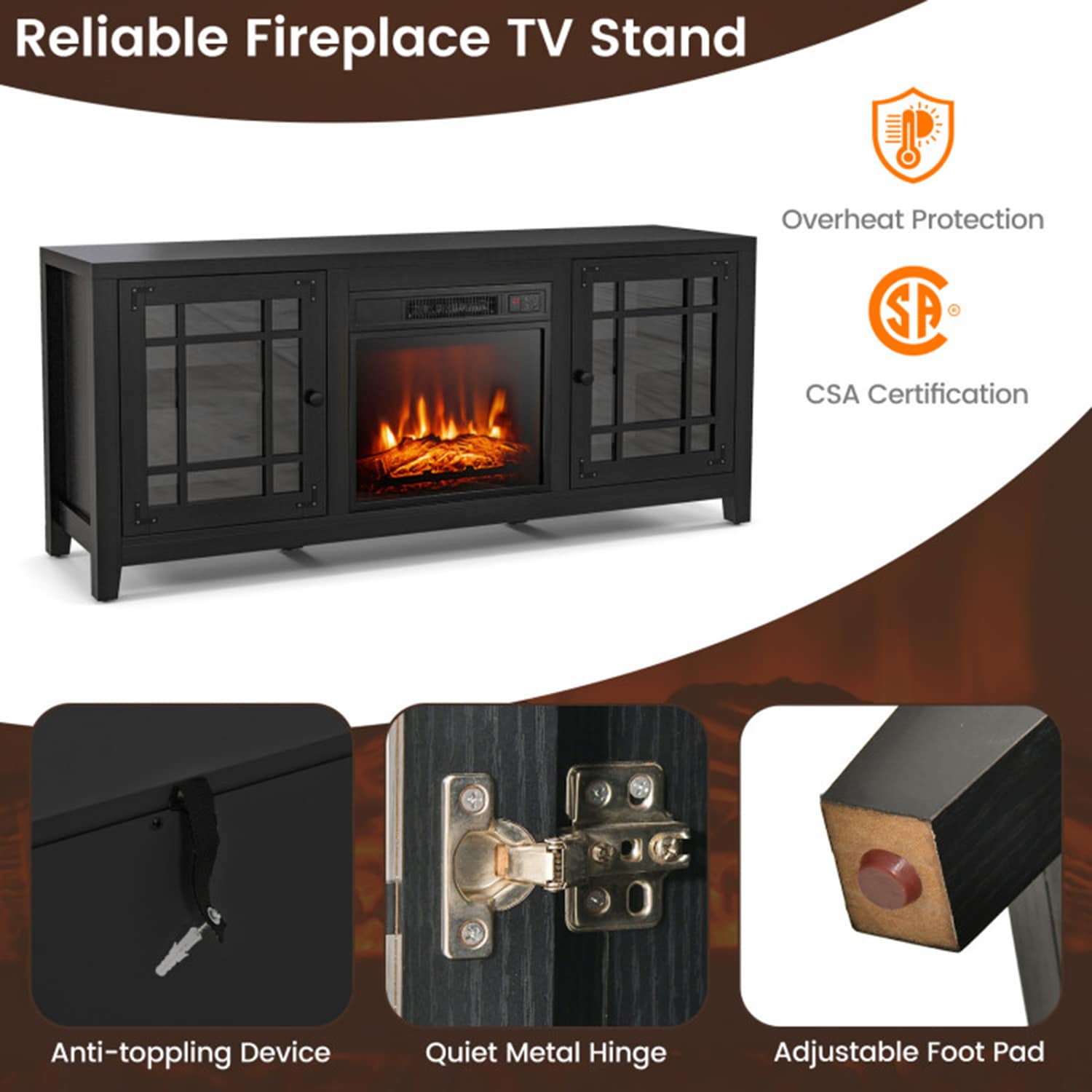 Clihome CL-FP10371DK Electric-Fireplaces - View #6