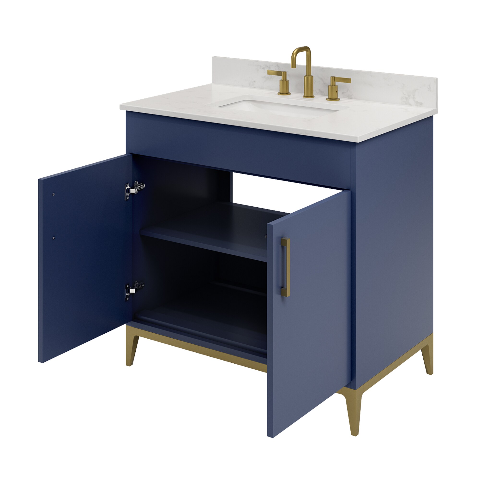 DELUXE LIVING Barrie 36in Blue Undermount Single Sink Bathroom Vanity