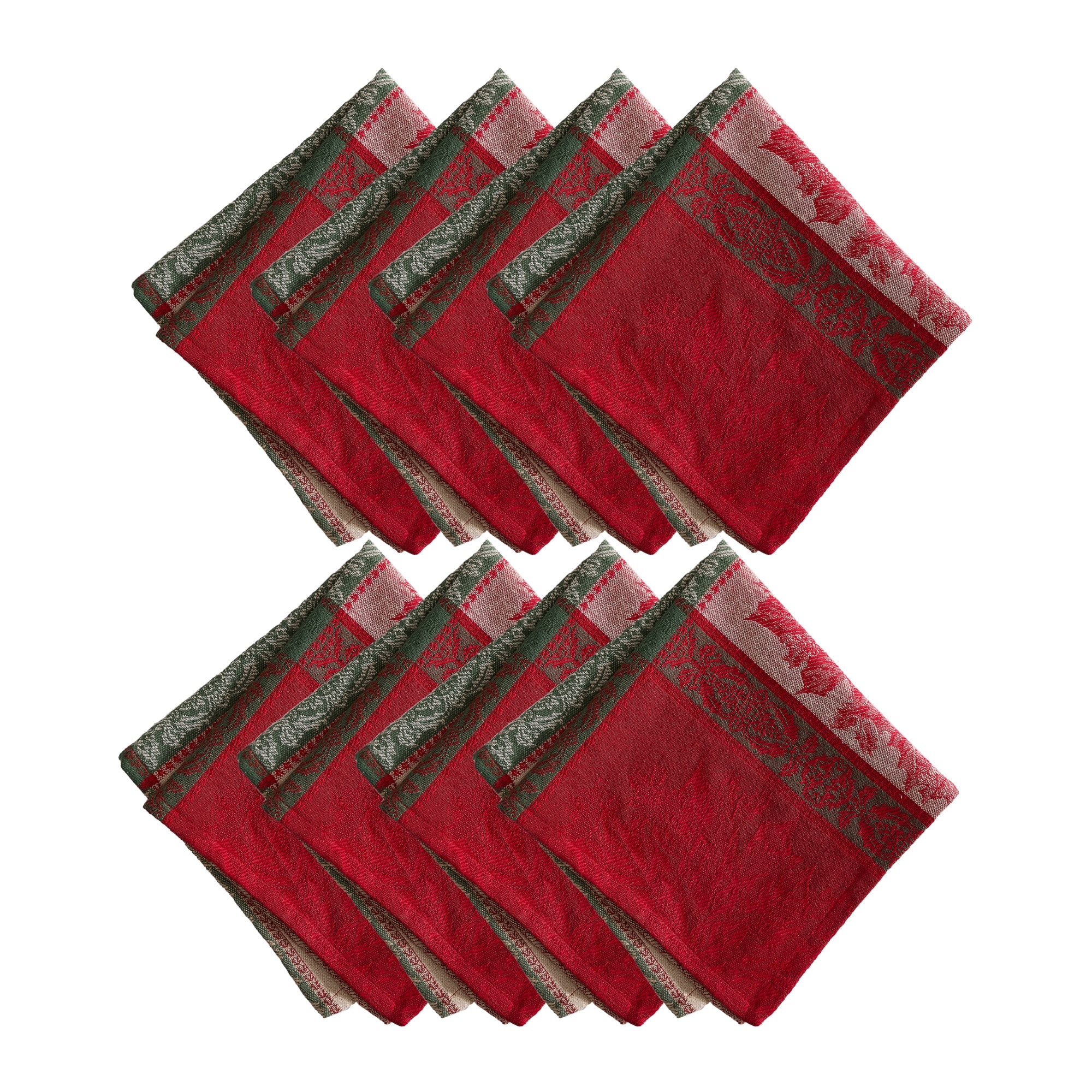 Elrene Home Fashions 194590284824 Prestige Poinsettia Jacquard 8 -Pack Multicolor Cotton Square Napkin(s)