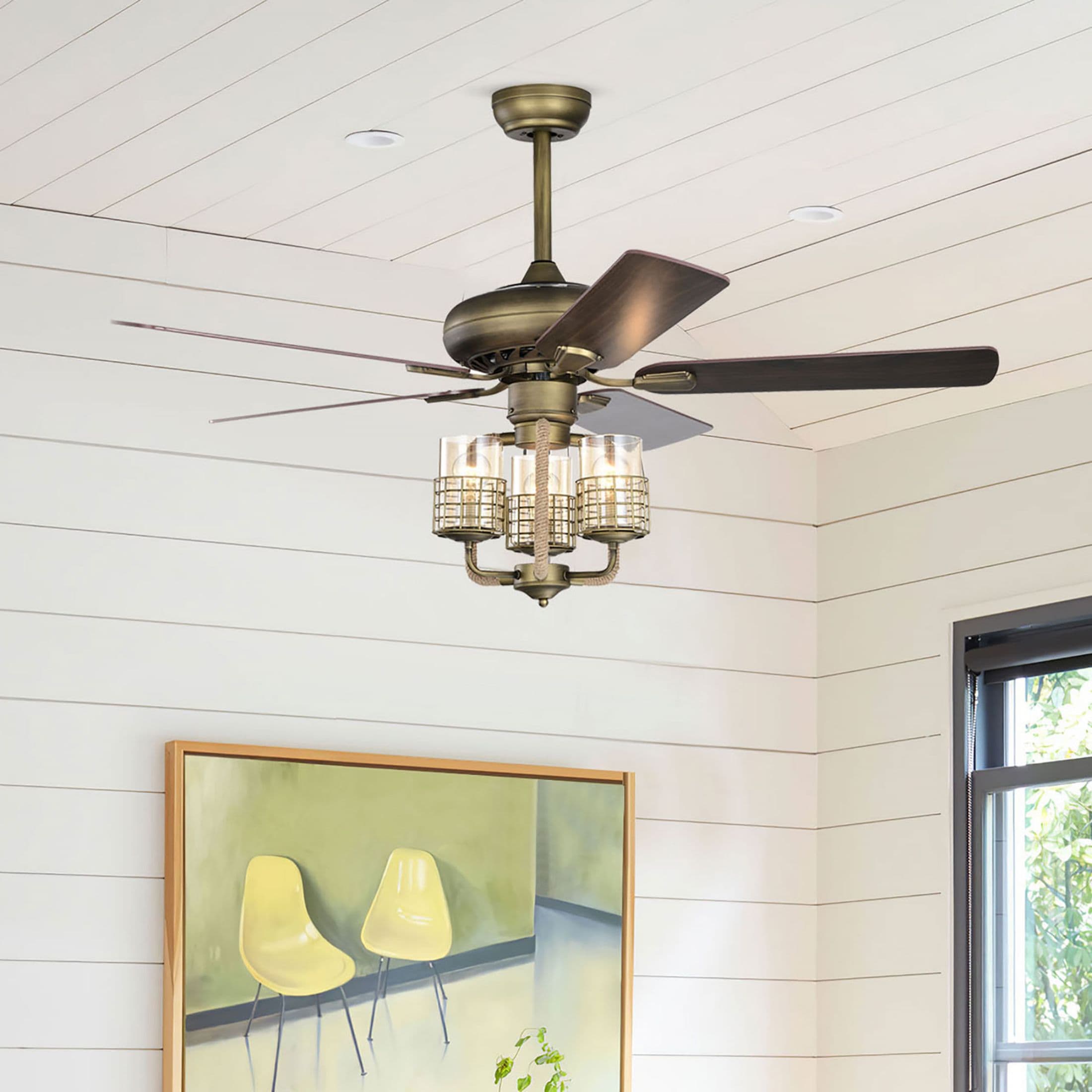 WELLFOR AMVS-C02 52-in Color-Changing Integrated LED Outdoor White with Ceiling Fan With Light - Remote Included ( 3 -Blade )