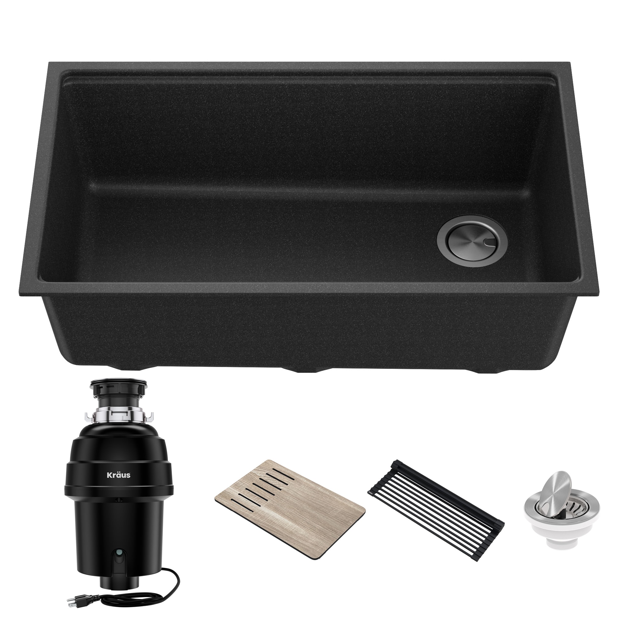 Kraus KGUW2-33MB-100-100 Bellucci Undermount 32-in x 19-in Granite Single bowl Workstation Kitchen Sink