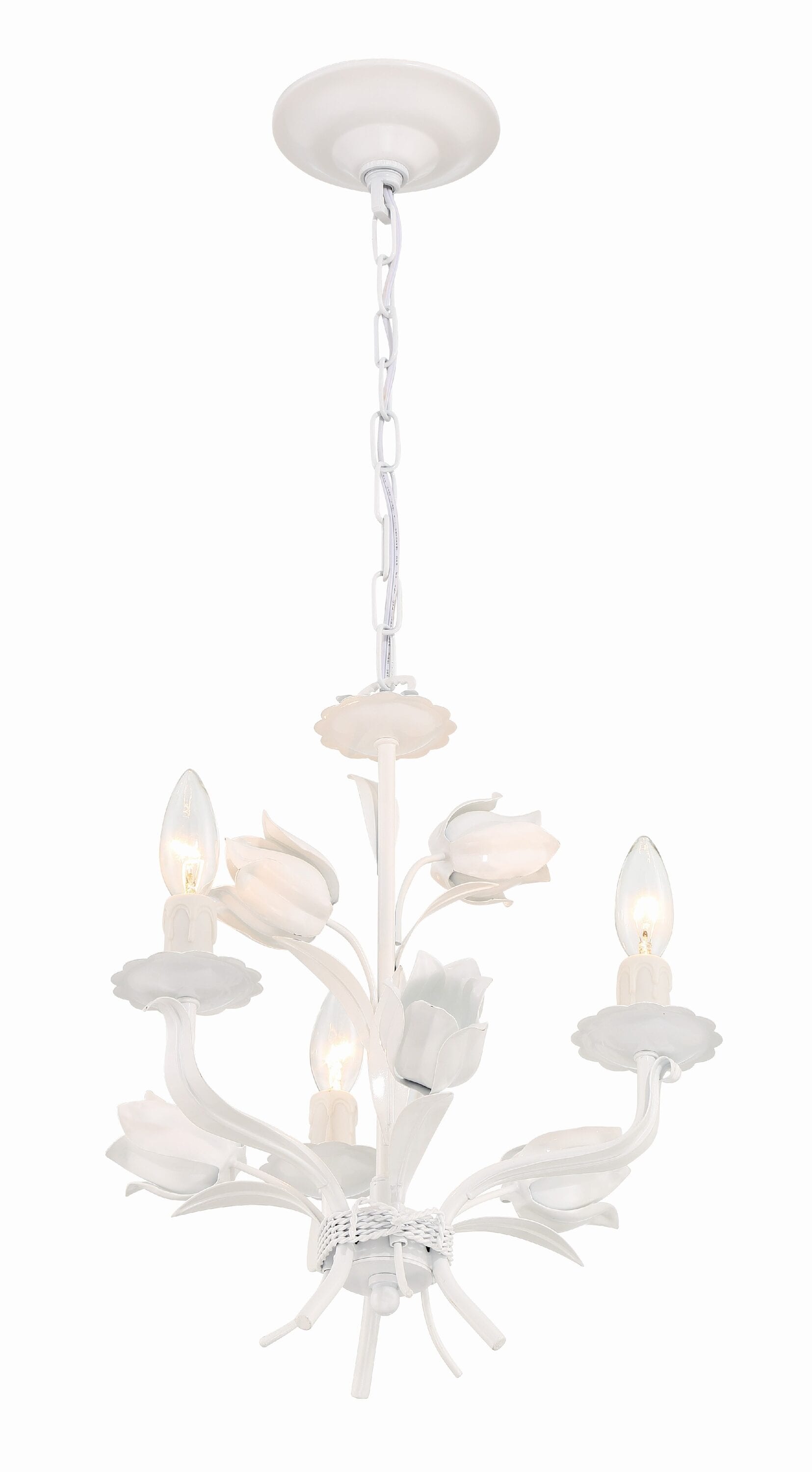 Southport Tulip Bloom 3-Light Chandelier in Wet White