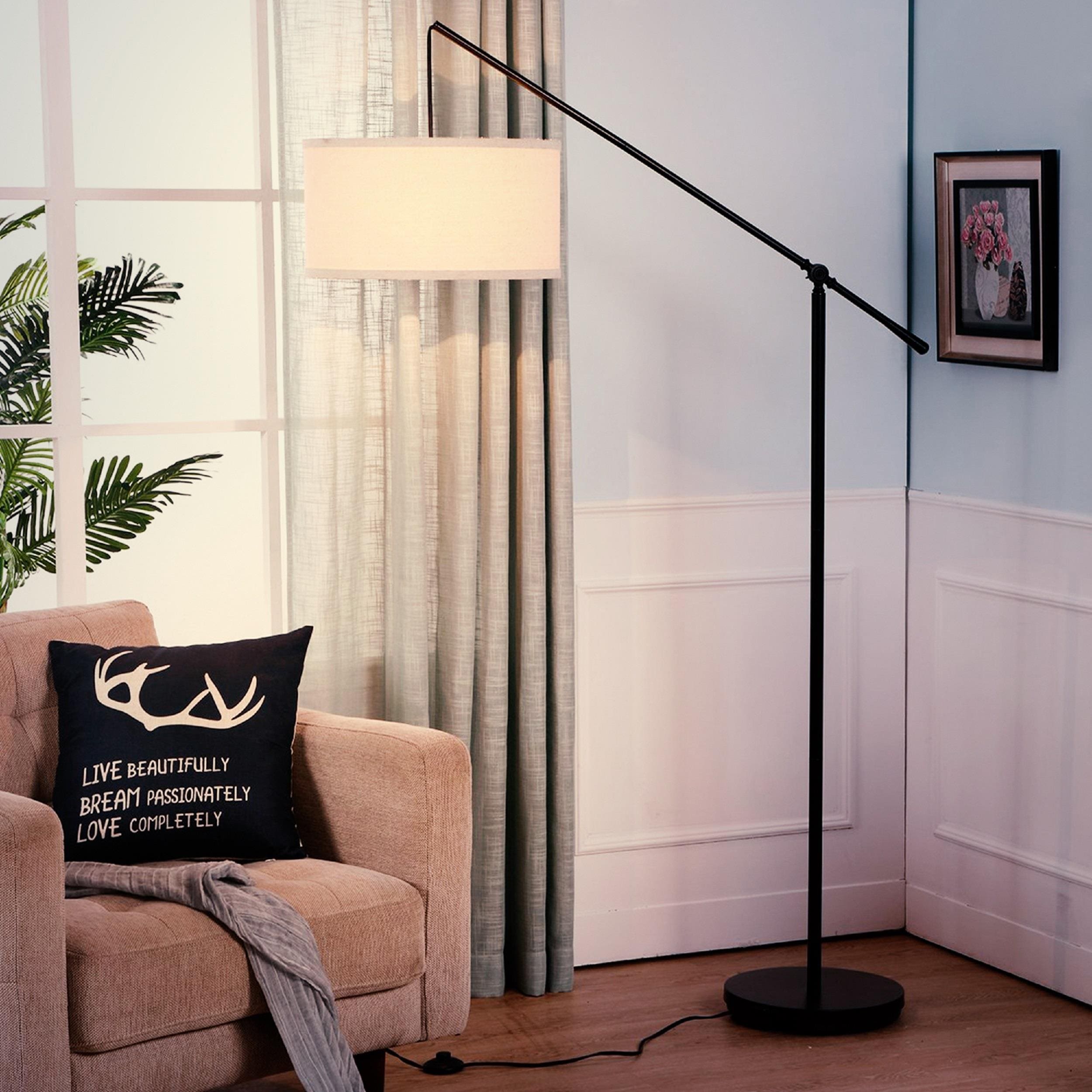 Brightech X5-MQR7-OM7P 70-in Classic Black Arc Floor Lamp with Fabric Shade