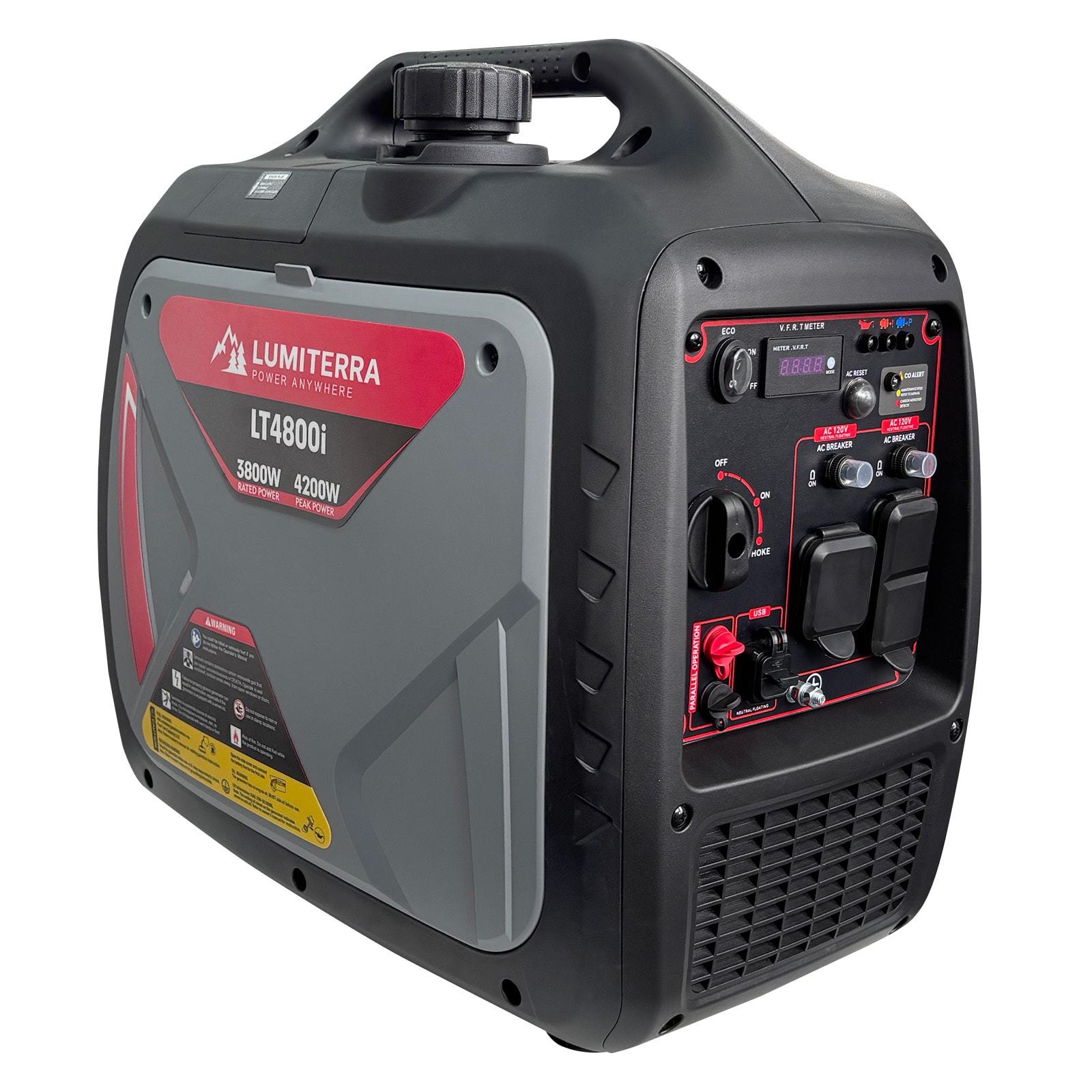 Mondawe 2200 Watt Portable Inverter Generator Gas Powered with 2400 Peak Low Noise CO Alarm and Overload Protection