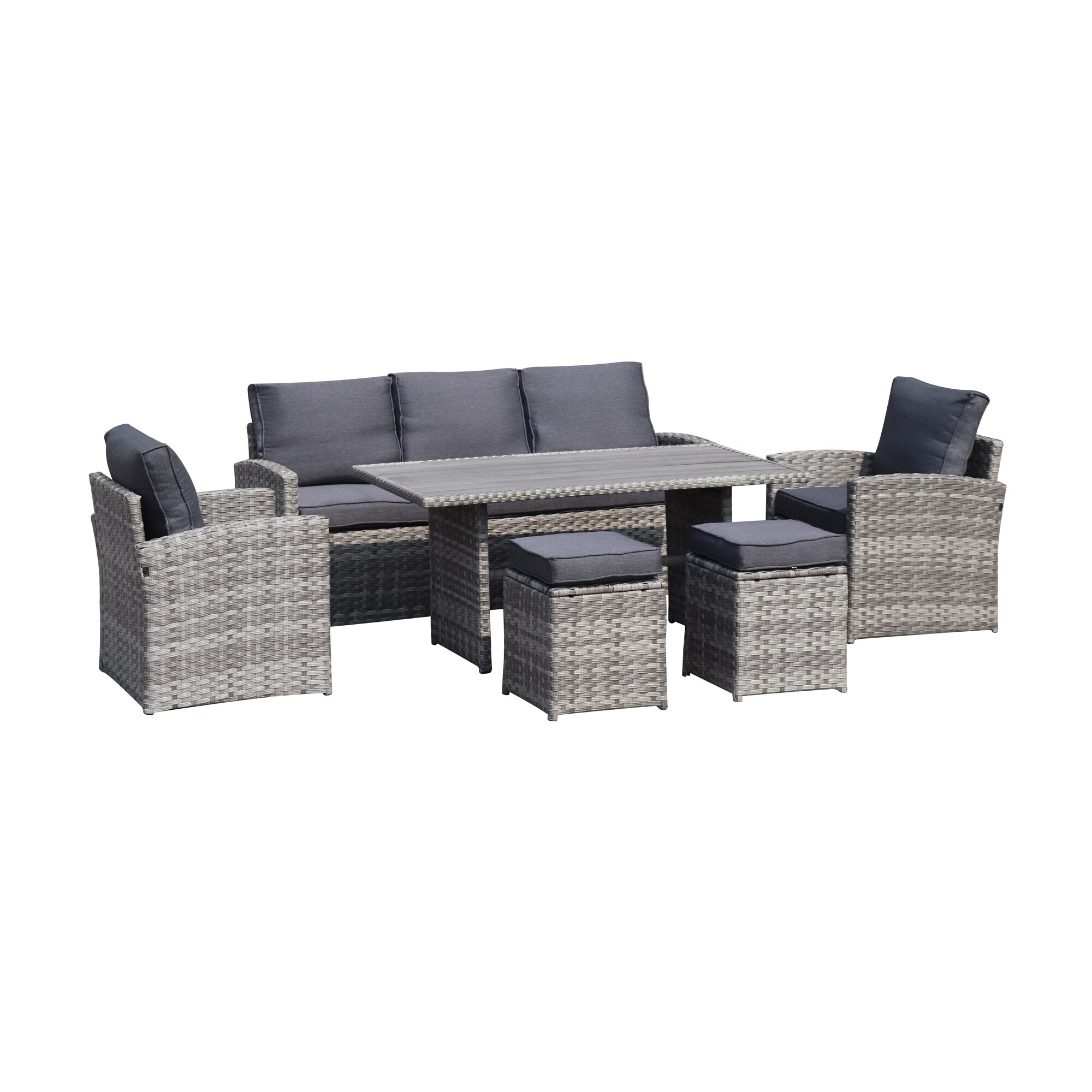 Flynama YC-V-W376-S00015 6-Piece Patio Conversation Set with Gray Cushions