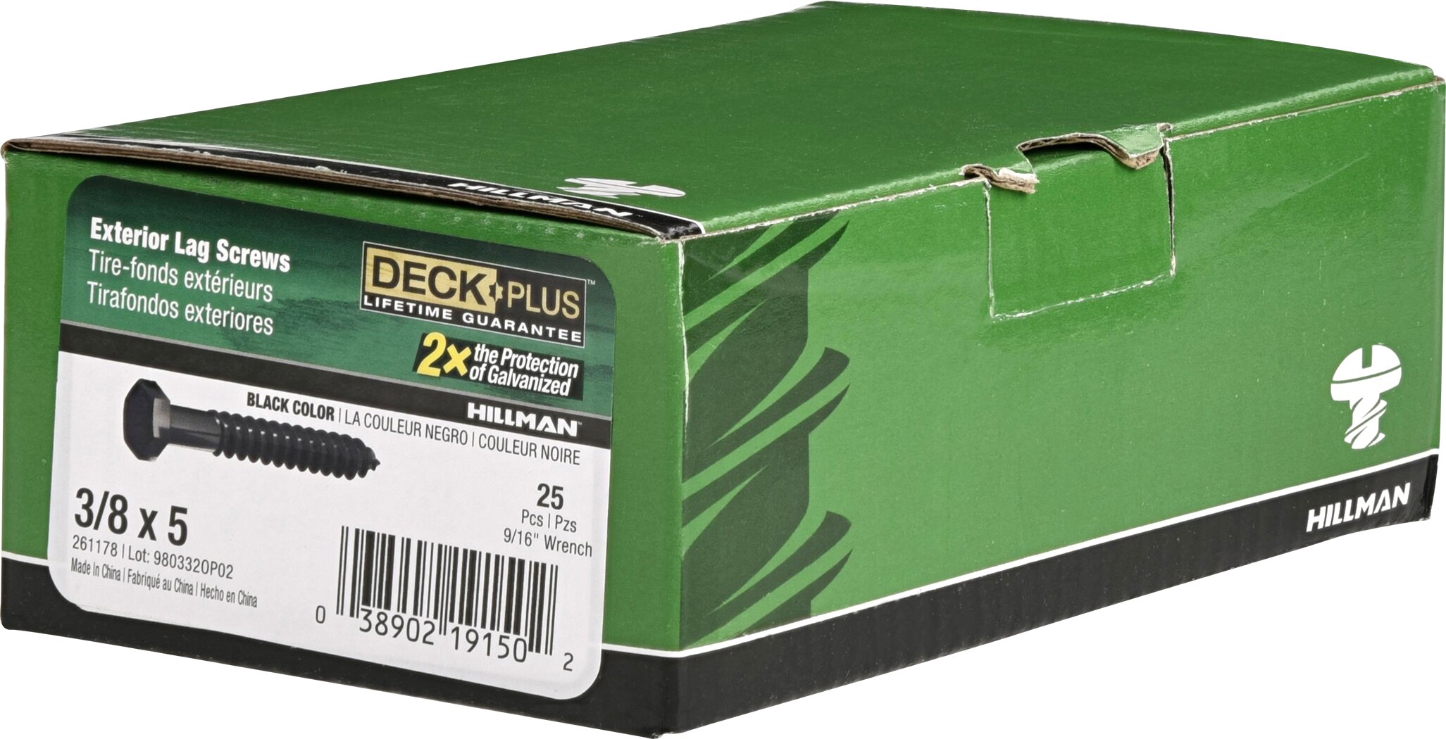 Deck Plus 3/8-in x 5-in Black Epoxy Hex -Head Exterior Lag screws