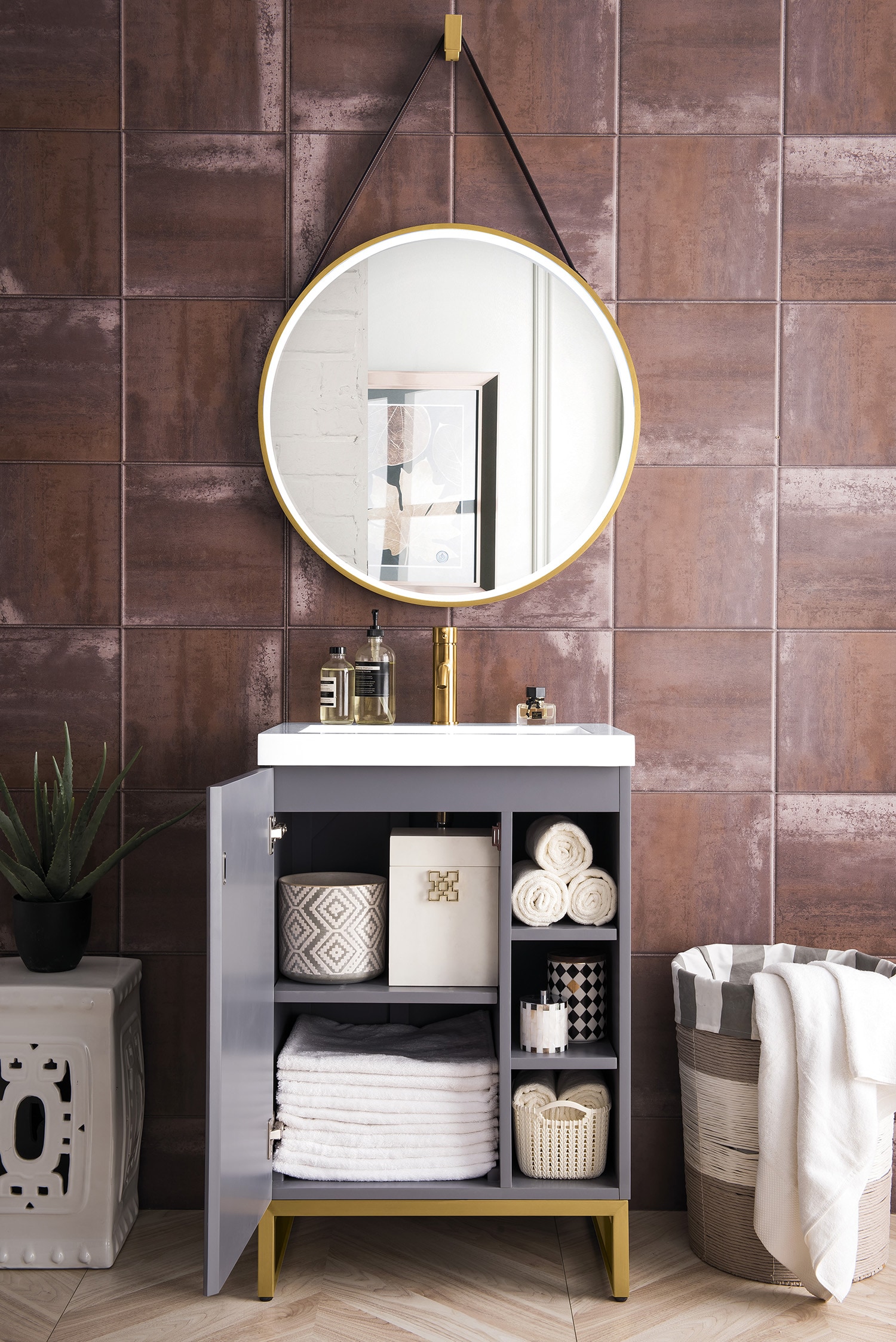 24 Alicante' Single Bathroom Vanity, Glossy White, Radiant Gold Base –  Vanities Depot