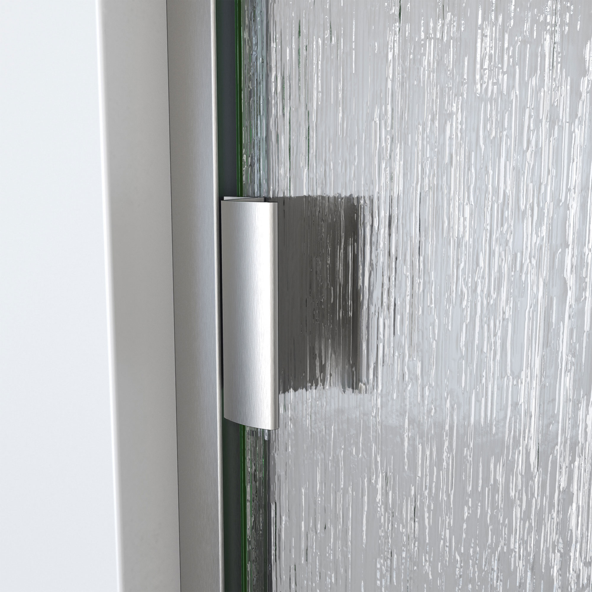 Brushed Nickel Semi-Frameless Swing Shower Door with Rain Glass