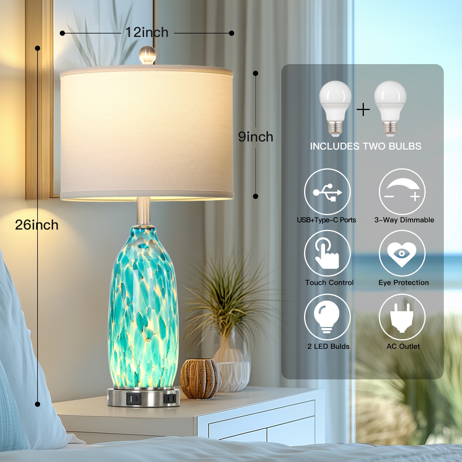 UrFurnishings TD-523 Table-Lamps - View #2