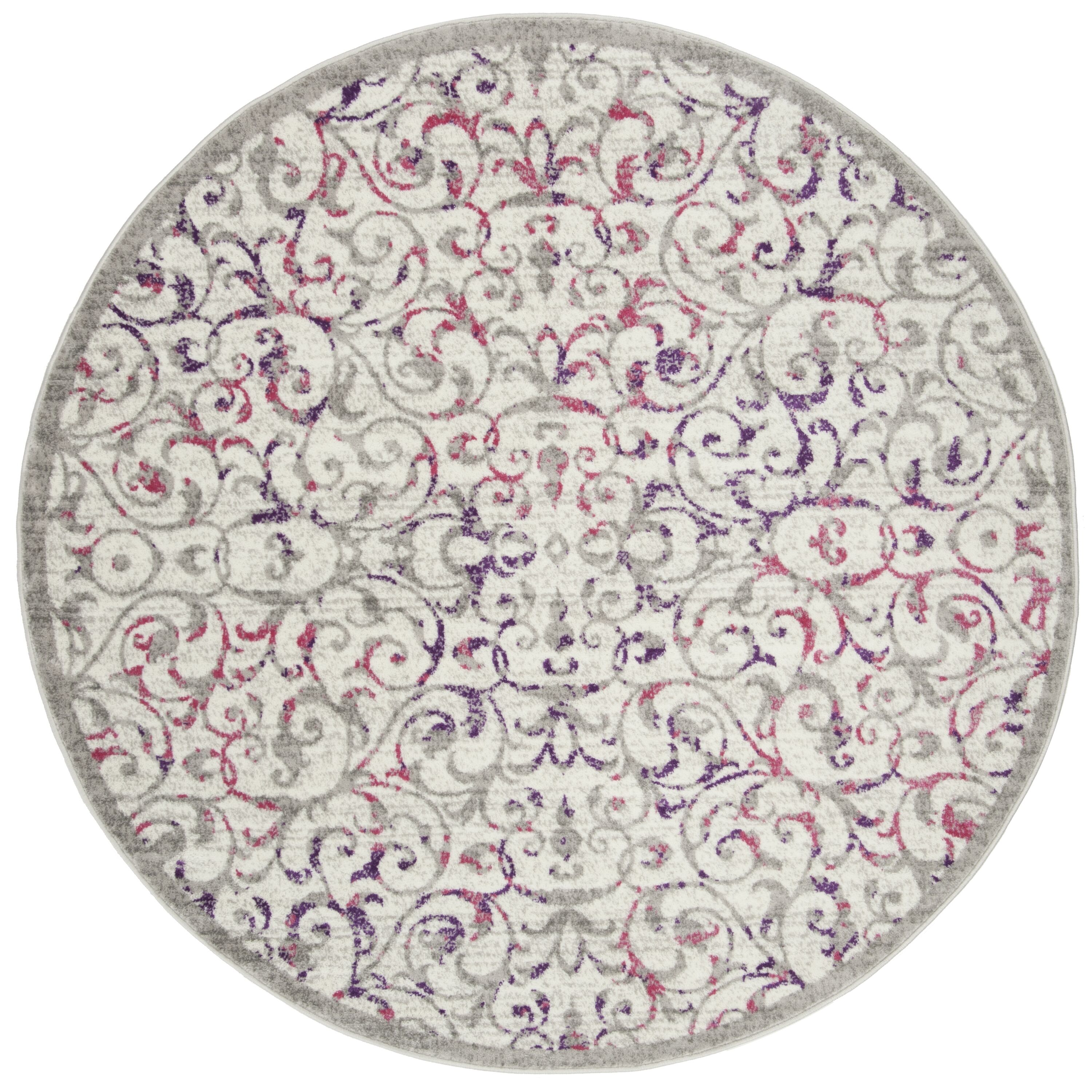 Safavieh SKY198F-6R Skyler Ayla 6 x 6 (ft) Loomed Polypropylene Ivory/Pink Round Indoor Floral/Botanical Area rug