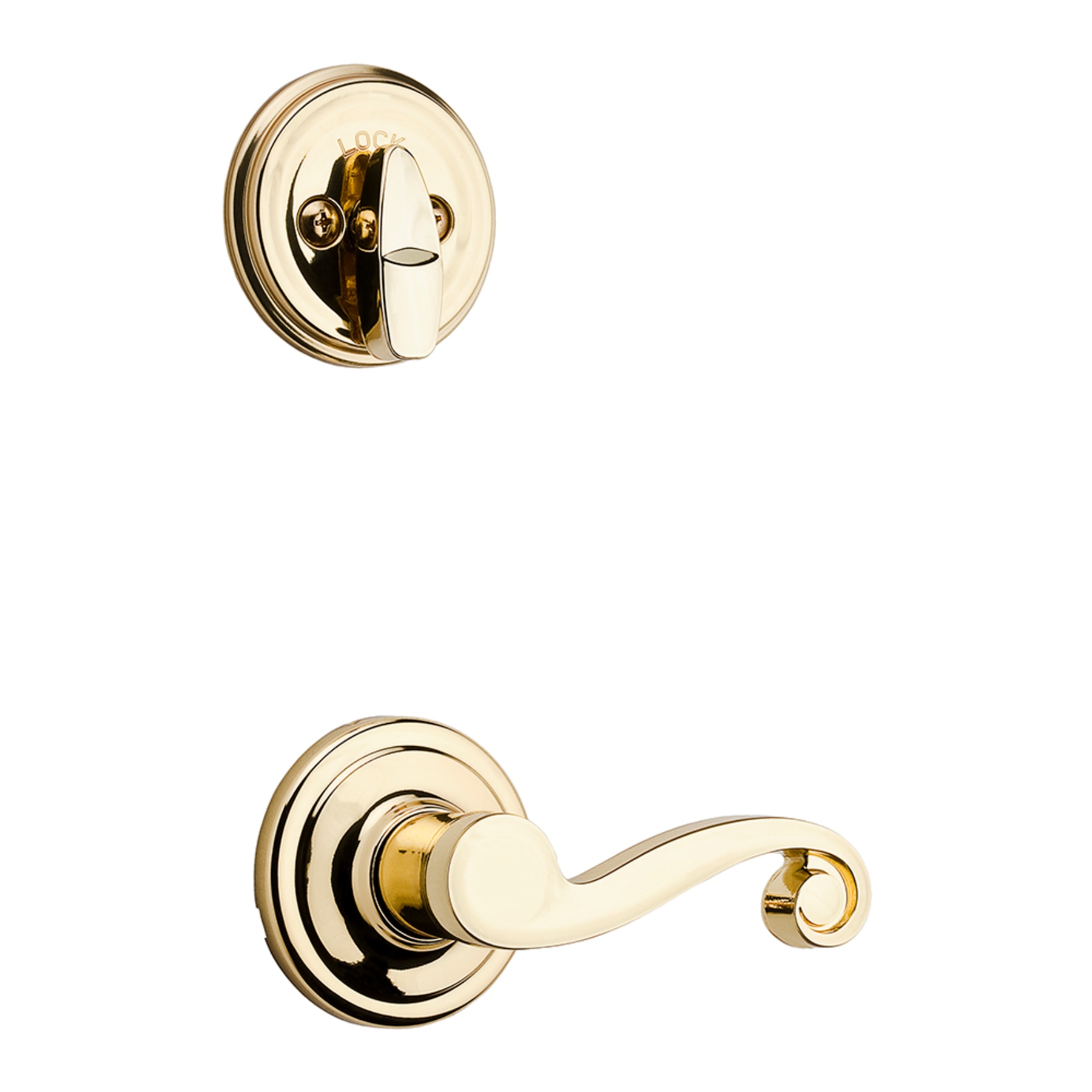 Kwikset Signatures Arlington Lifetime Polished Brass Single-Cylinder  Deadbolt Entry Door Handleset with Lido Lever and Smartkey in the Handlesets  department at