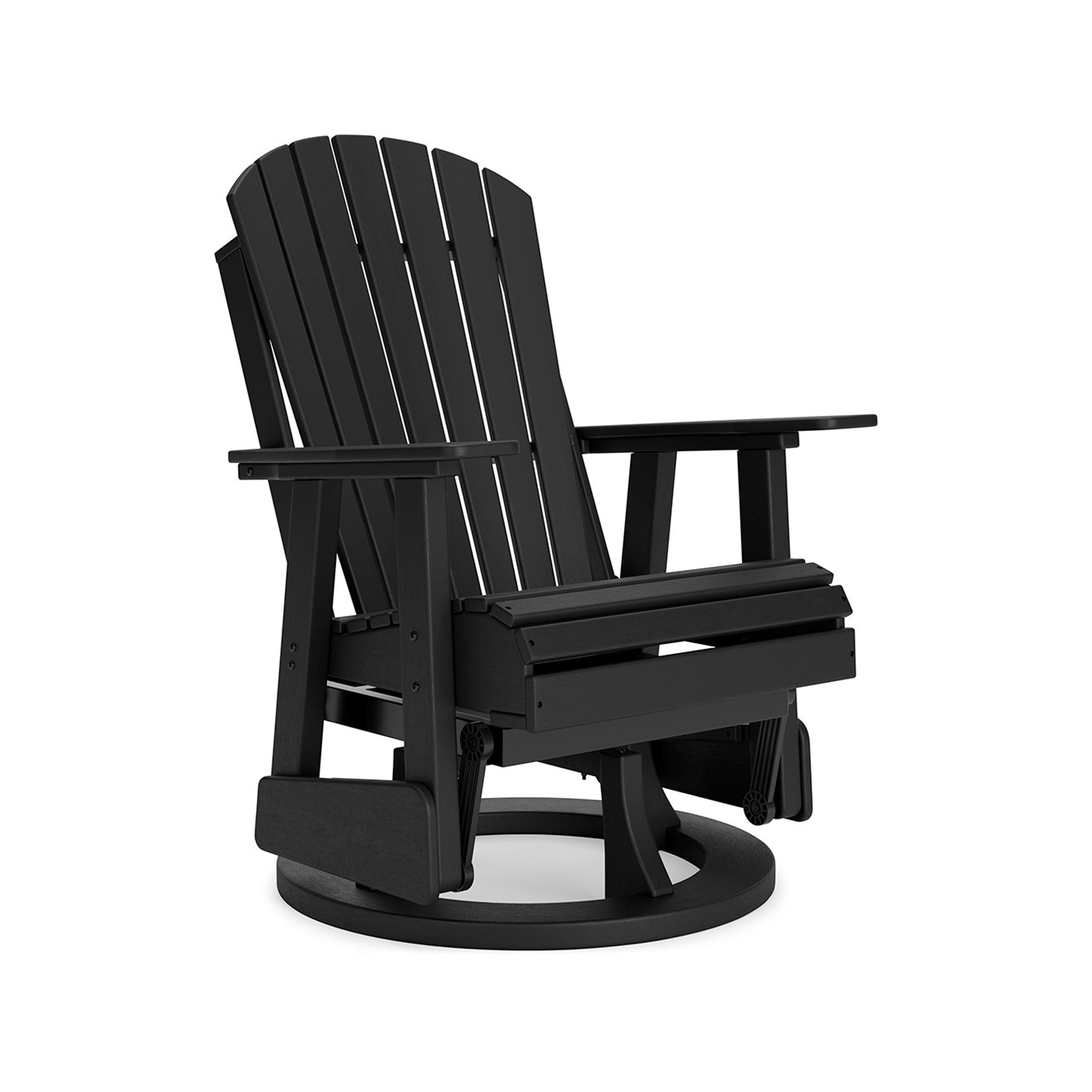 Black HDPE Outdoor Swivel Glider Chair with Adirondack Design
