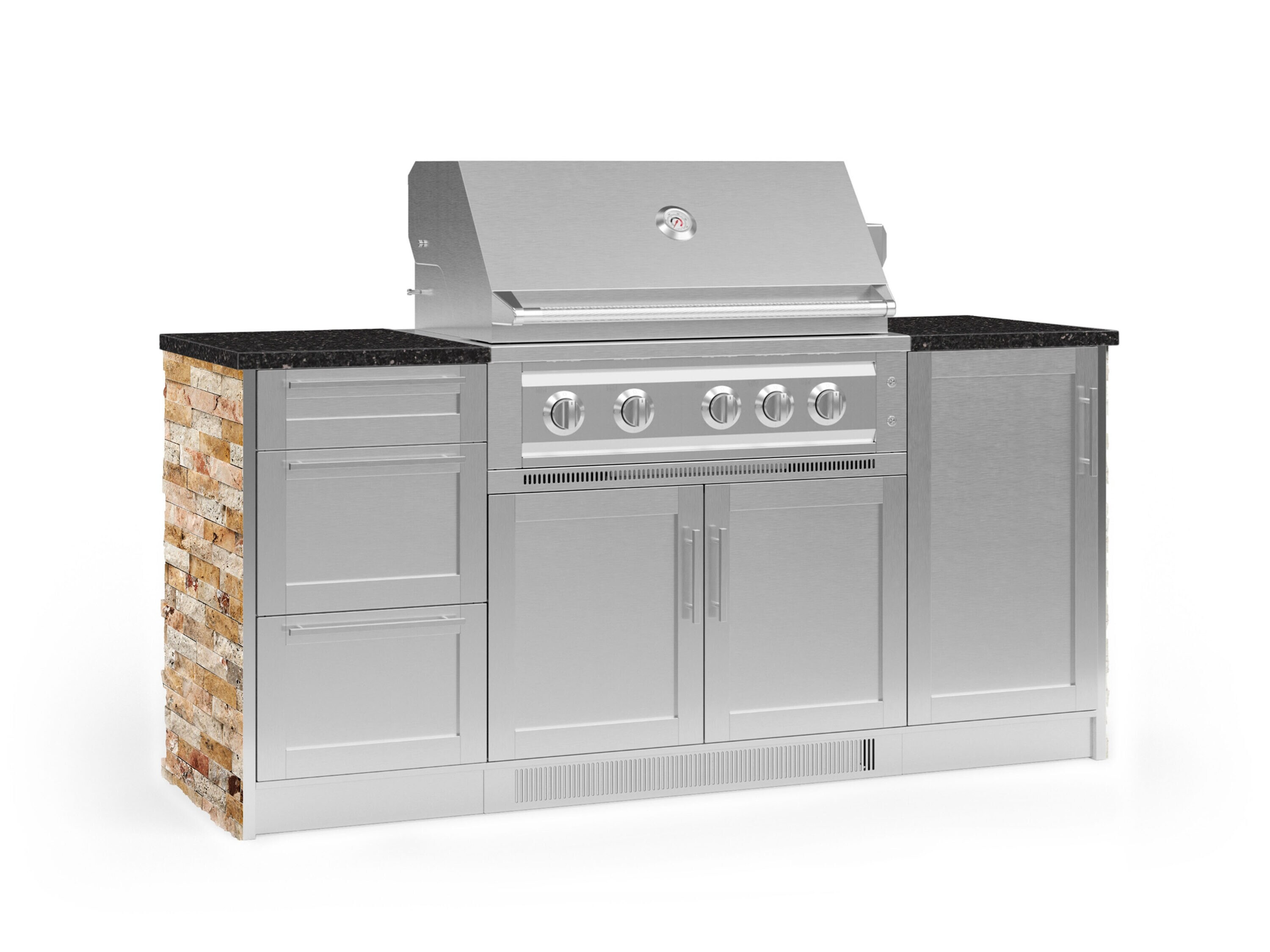 NewAge Products 68262 Signature Series Cabinets Platinum Grill 8 -Piece 75.16-in W x 25.5-in D x 51-in H Modular Outdoor Kitchen Set 5 Burners