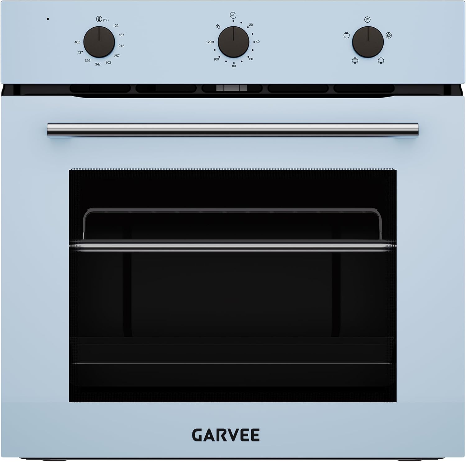 Garvee HQ-O-S3-35PA-I3VR 24Inch Built-In Single Wall Oven 2.5 cu ft 2000W 4 Cooking Functions Mechanical Knob Controls Easy-Clean Enamel Interior White