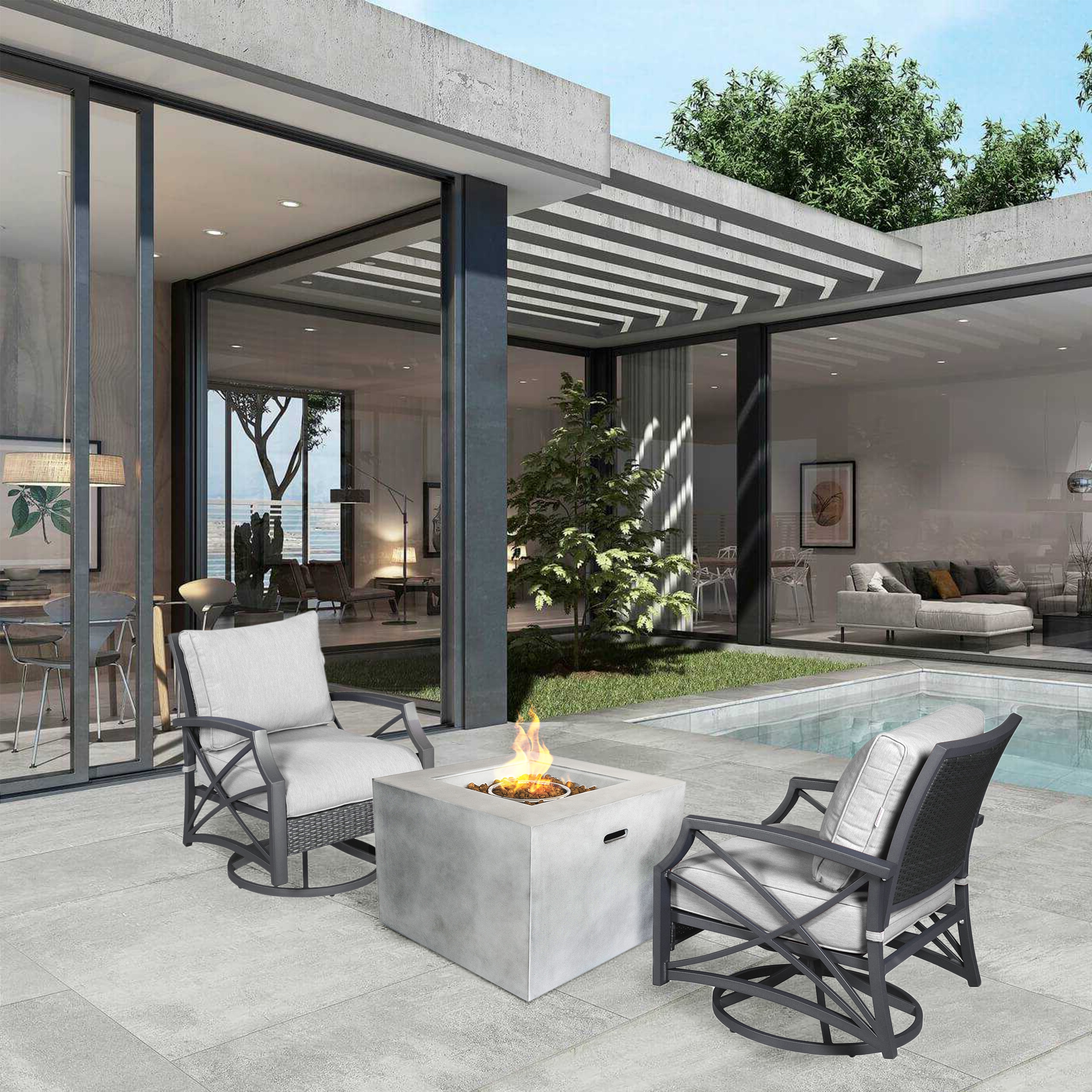 Kinger Home FP-008TGRY-SET-GRY-2 Patio-Conversation-Sets - View #6
