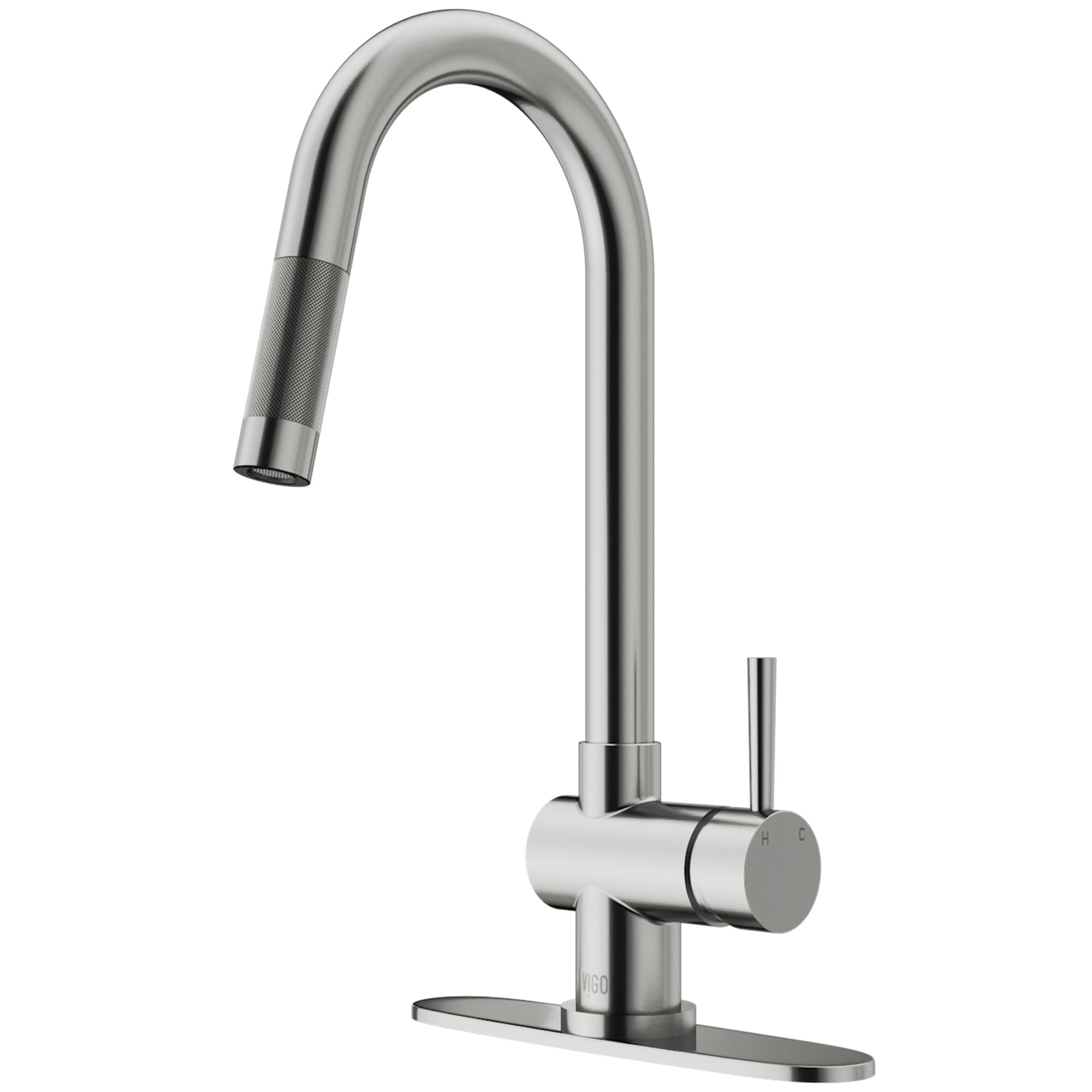 VIGO VG02008STK1 Gramercy Stainless steel Single Handle Deck-mount Pull-down Kitchen Faucet ( Deck Plate Included )