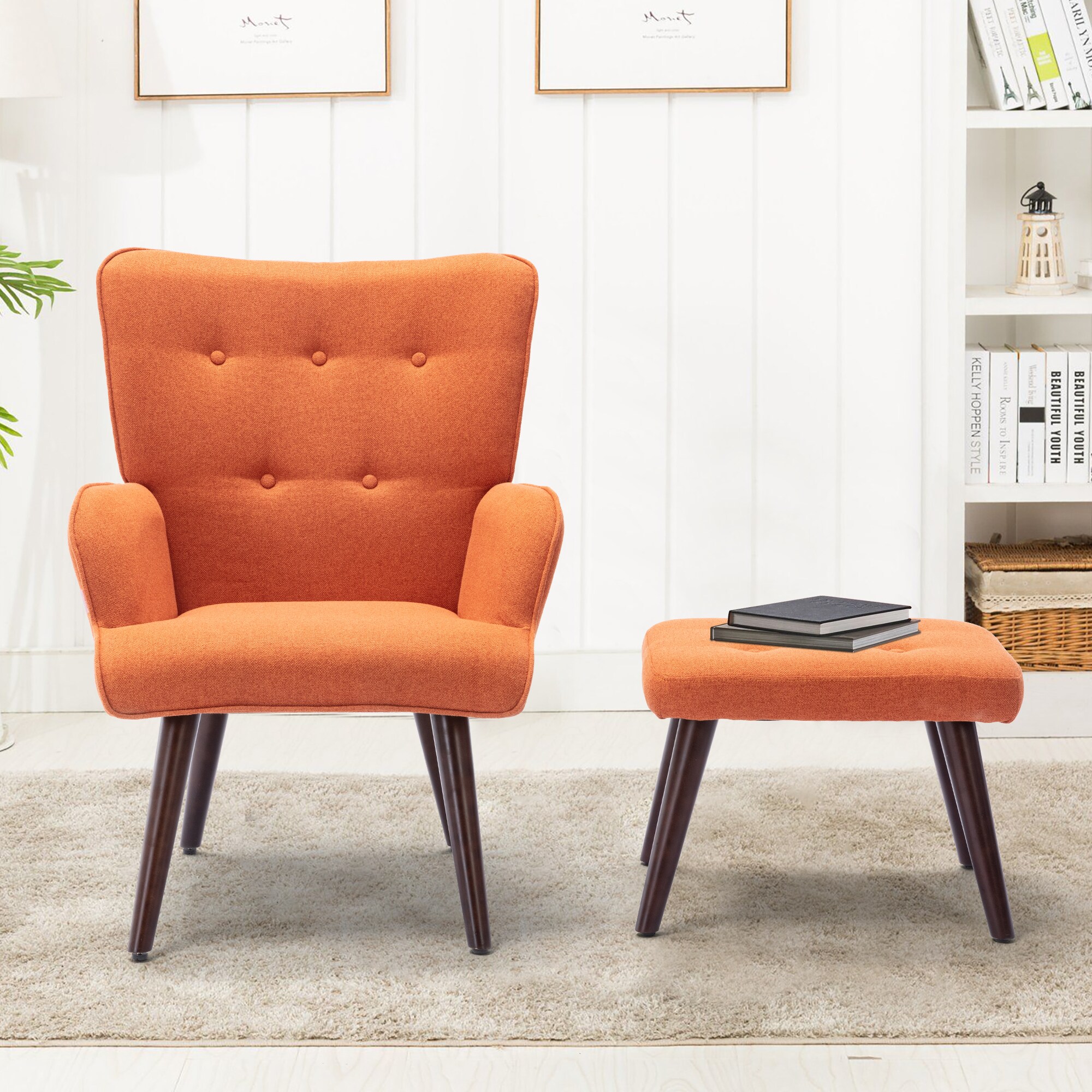 orange chair ottoman