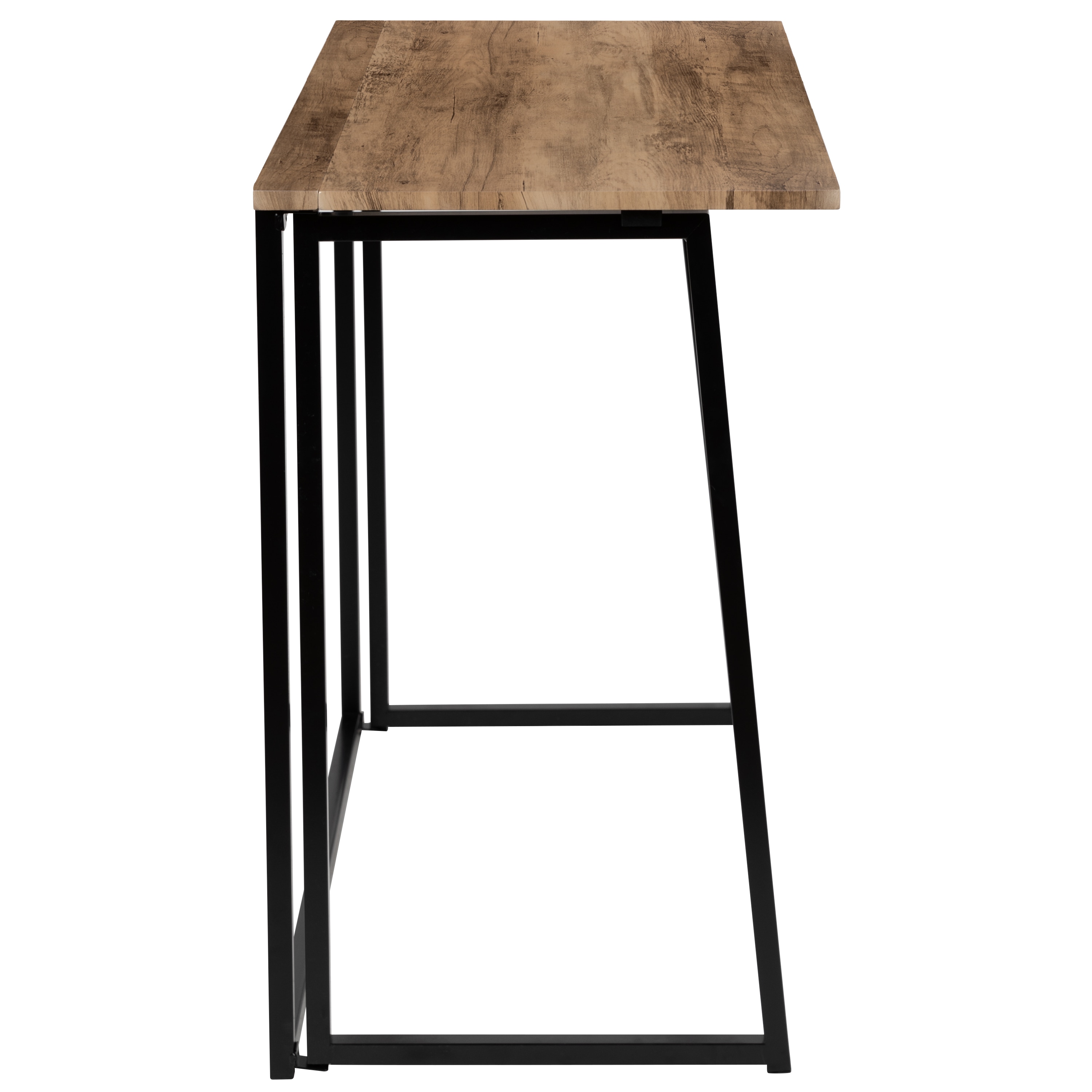 Small Rustic Natural Wood and Black Foldable Desk