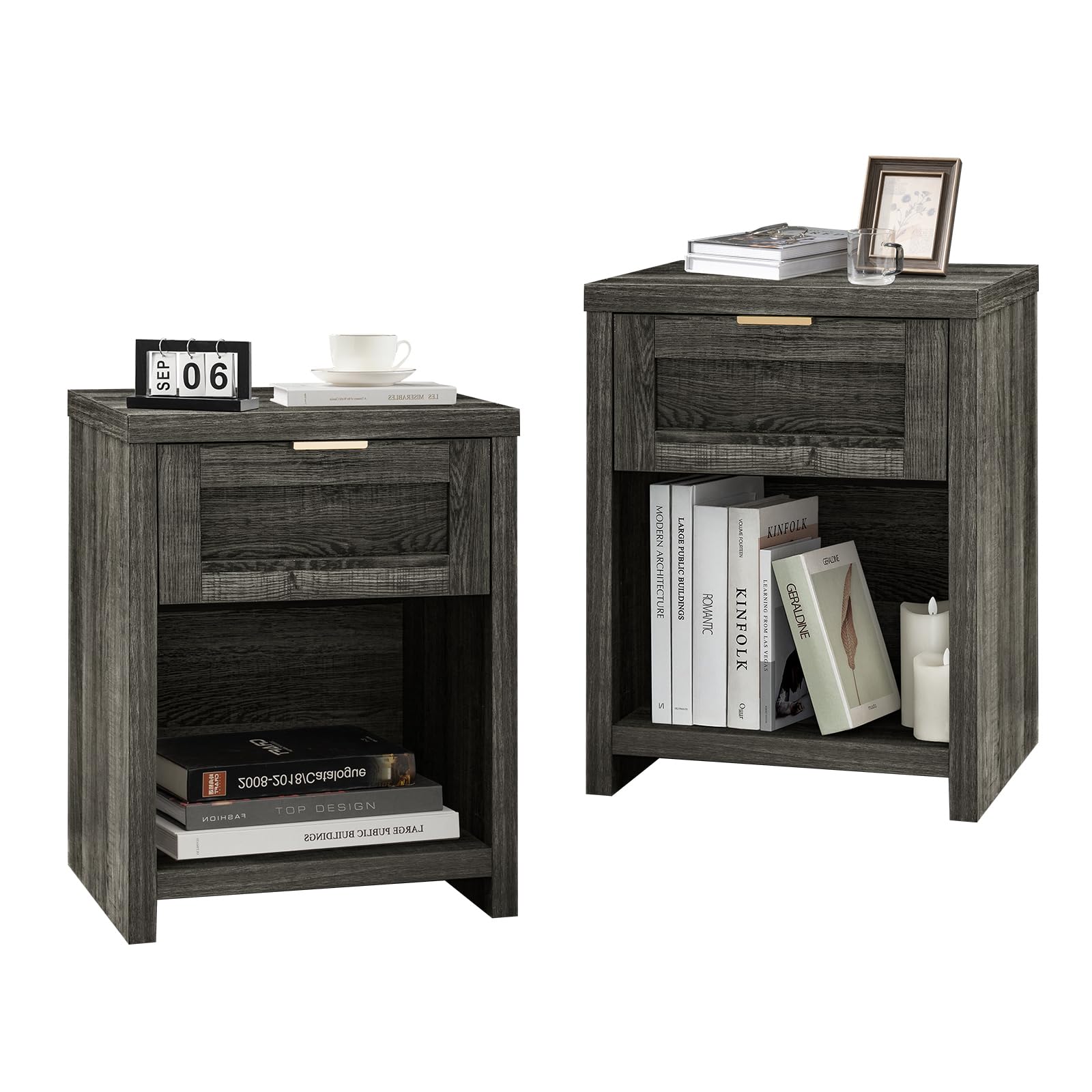 LTMATE LSAFNT0001BKX2 Midnight Oak Nightstand