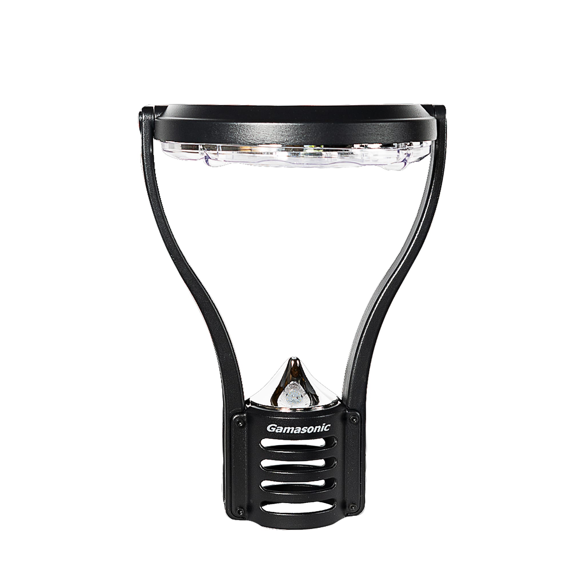 Gama Sonic 132I90012 Modern 13.25-Inches Black Modern/contemporary Solar Outdoor Light post lantern with Dusk-to Dawn Sensor Photocell Sensor