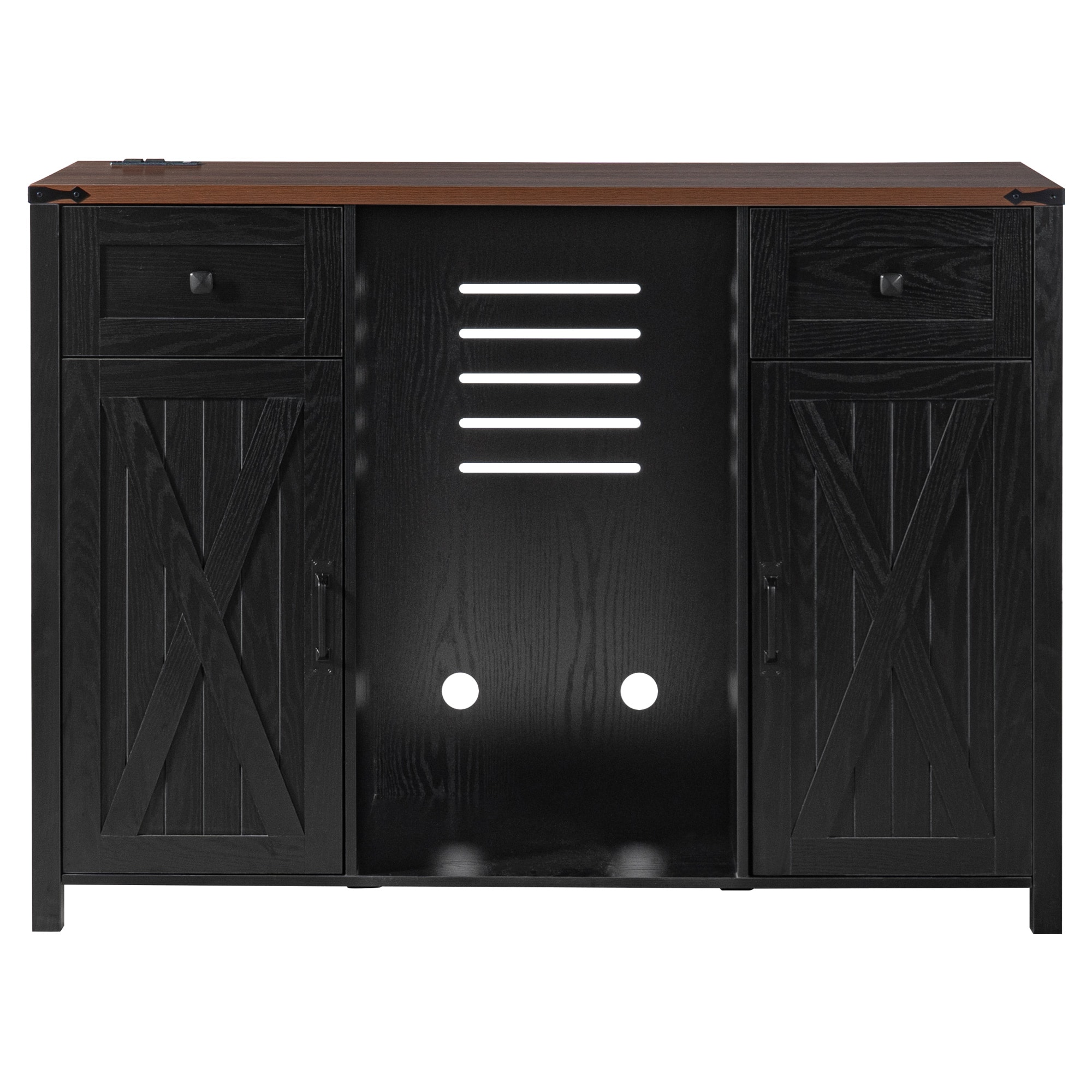Flynama - 53.2-in x 38.4-in Black Rectangle Bar cabinet