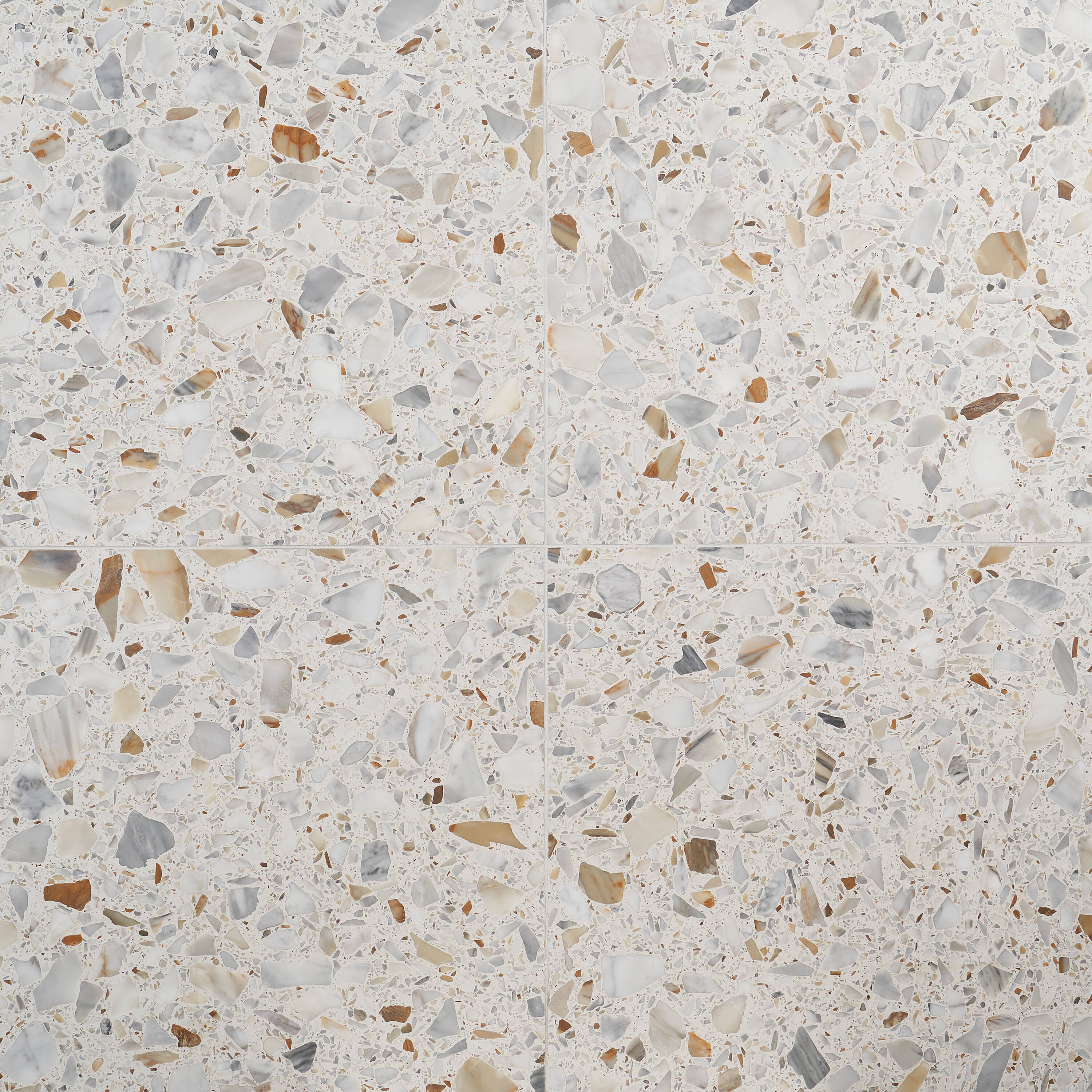 Calacatta White/Cream Large Format Honed Terrazzo Floor and Wall Tile