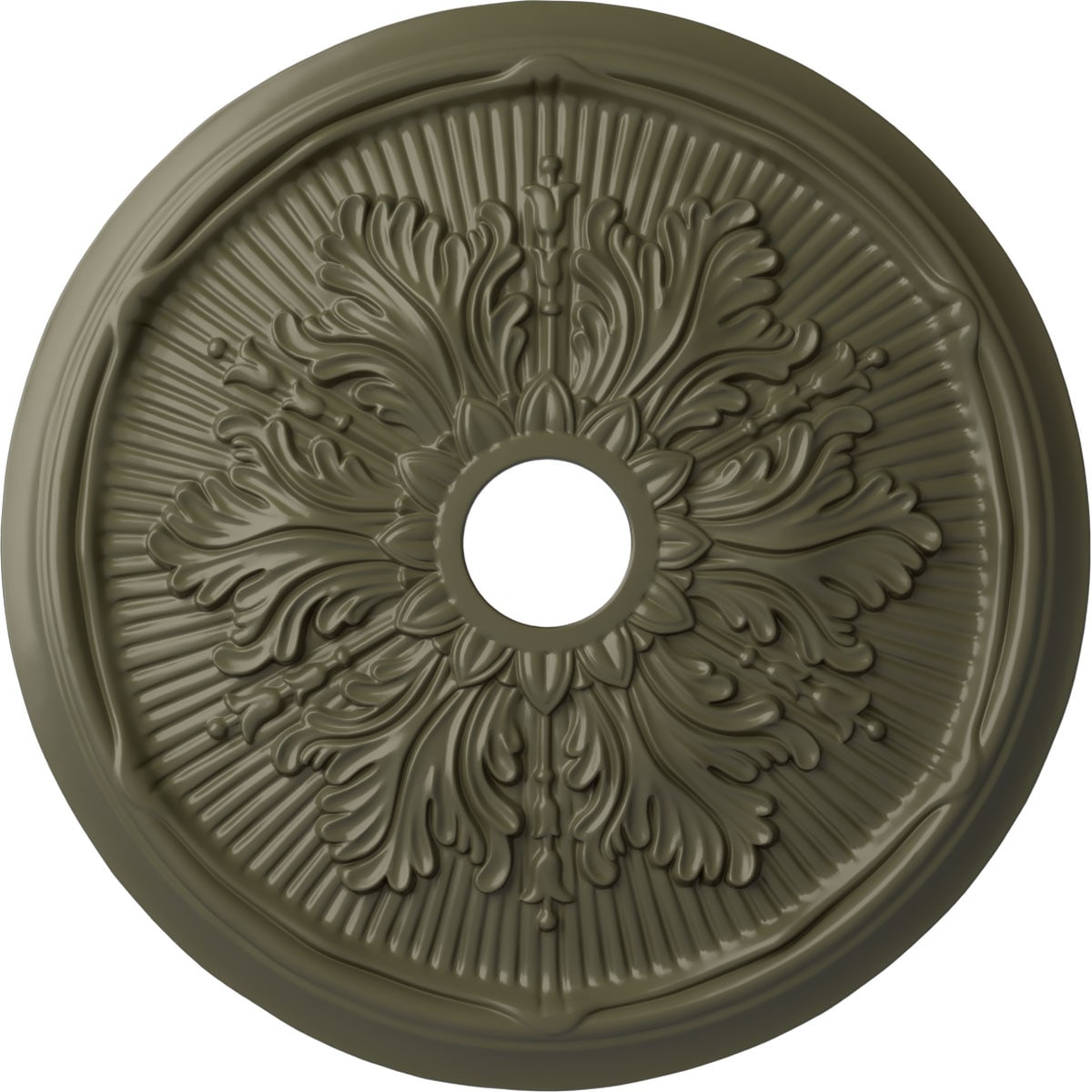 Ekena Millwork CM23LUPTF Luton Leaf 23.75-in W x 23.75-in L Painted Turtle Polyurethane Whole Ceiling Medallion