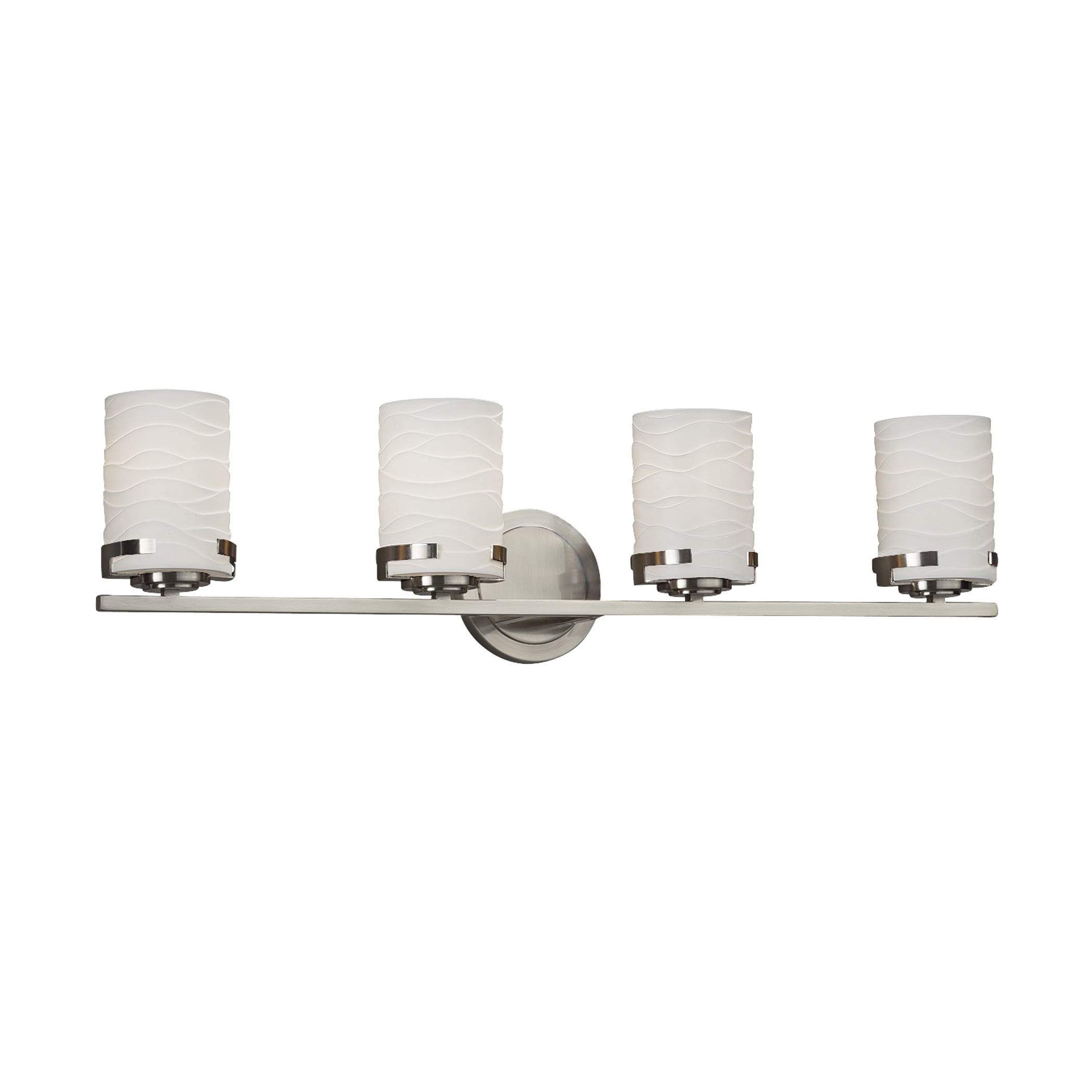 Justice Design Group POR-8454-10-WAVE-NC Limoges 31.5-in 4-Light Brushed Nickel Transitional Vanity Light