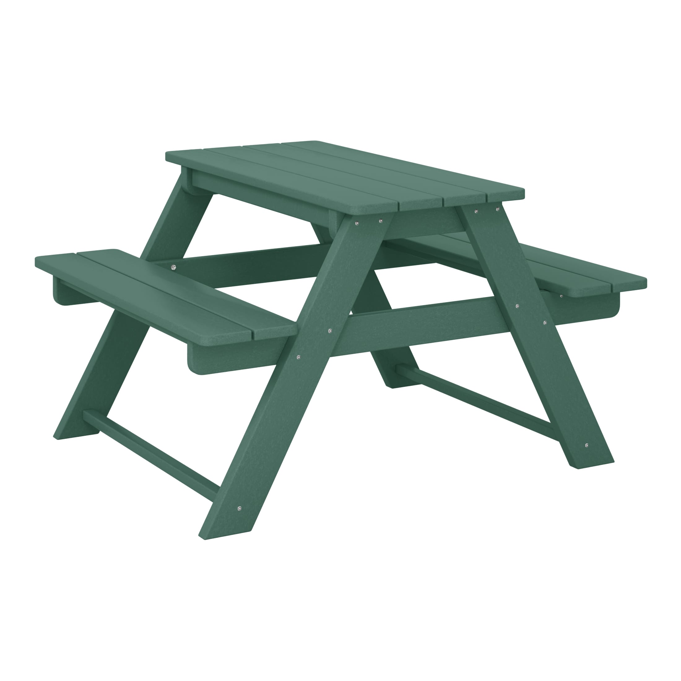 Green wooden picnic table
