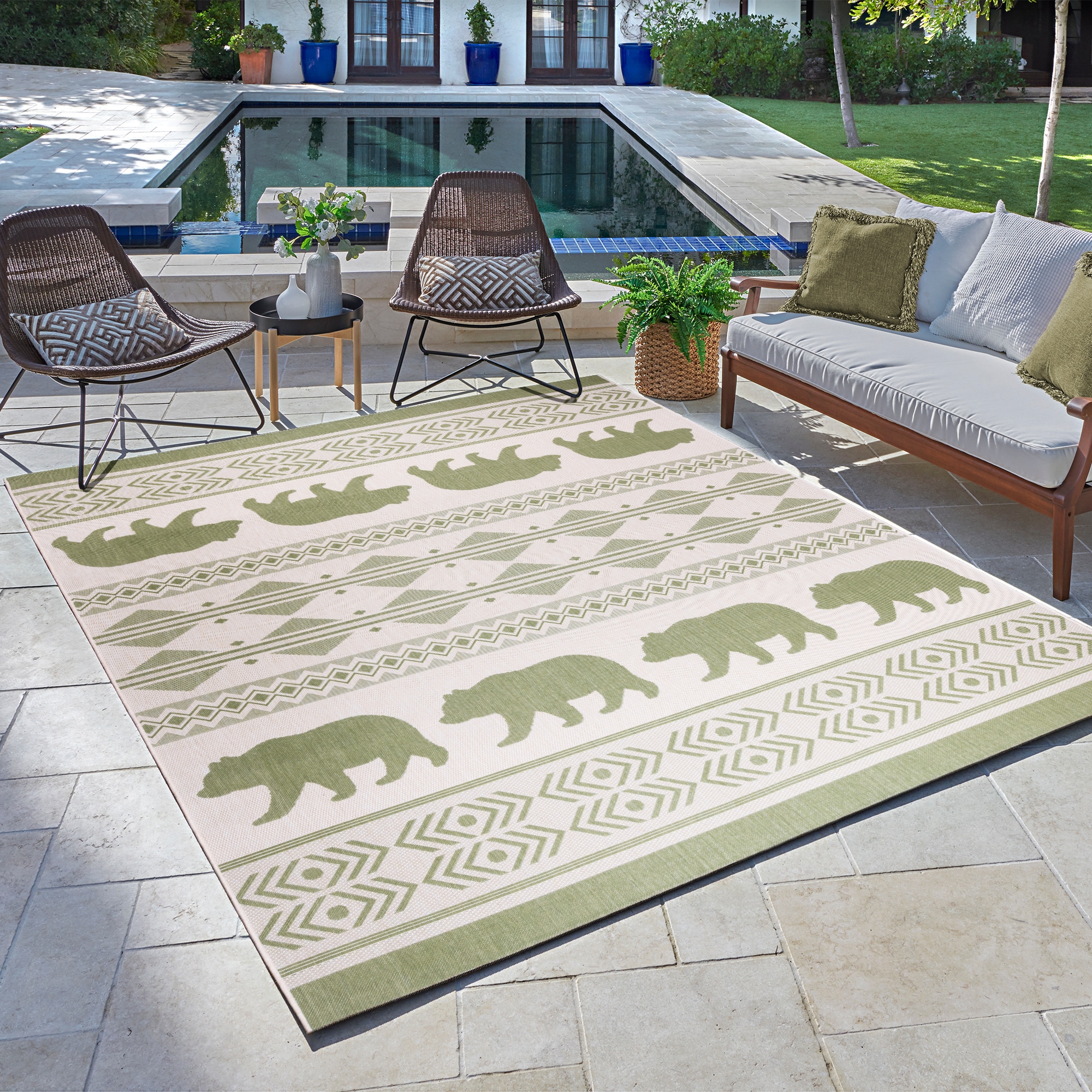GERTMENIAN 19535 Paseo 8 x 10 Orin Sand Indoor/Outdoor Abstract Area Rug