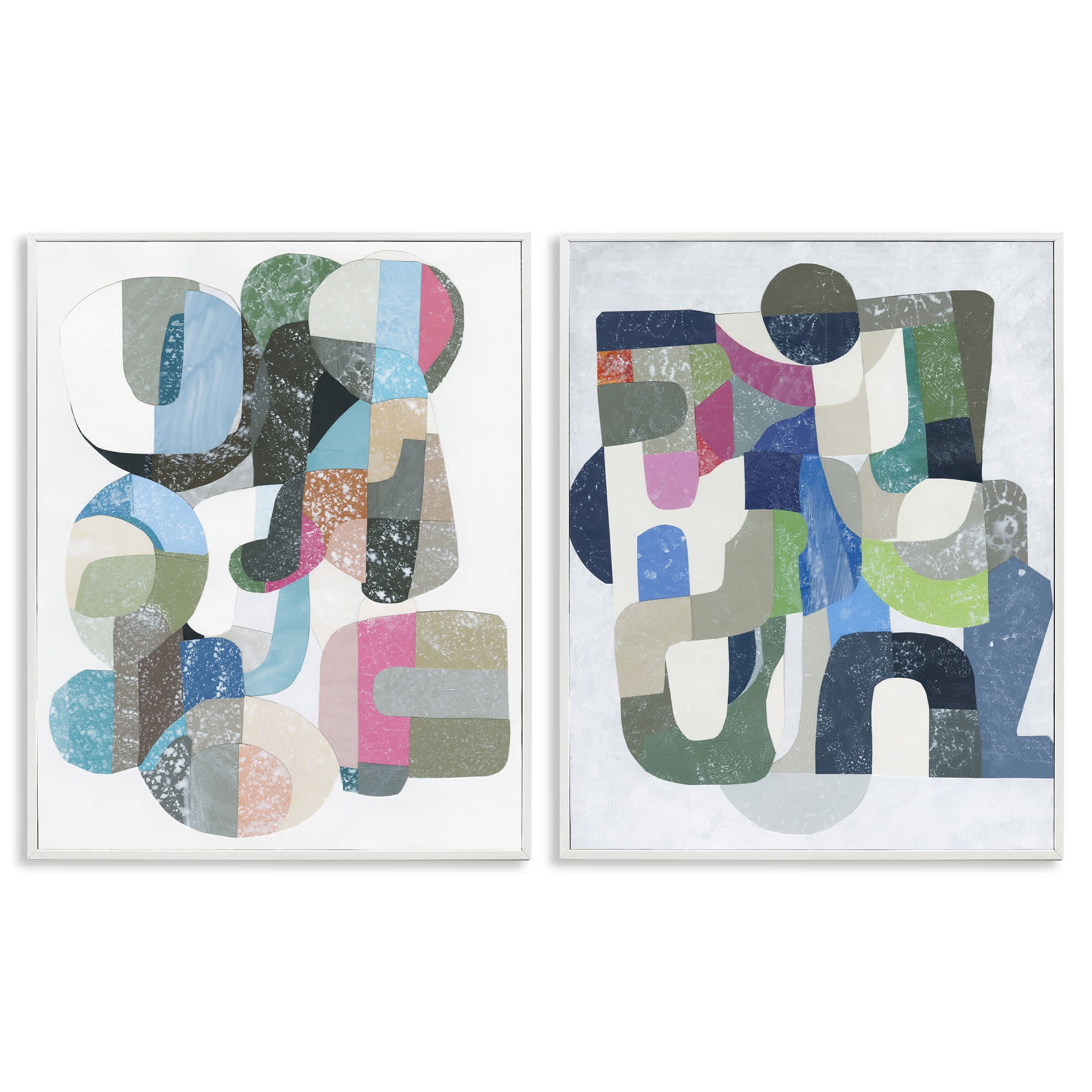 Stupell Industries B2-756-WFR-2PC-24X30 Retro Pastel Geometrics 2pc Framed Giclee Set design by Coco Good