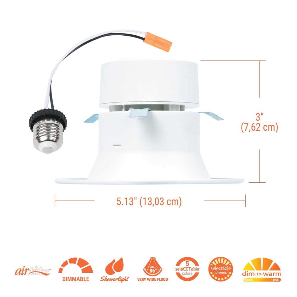 HALO Matte White 8-in 1761-Lumen Switchable Round Dimmable LED Canless  Recessed Downlight in the Recessed Downlights department at