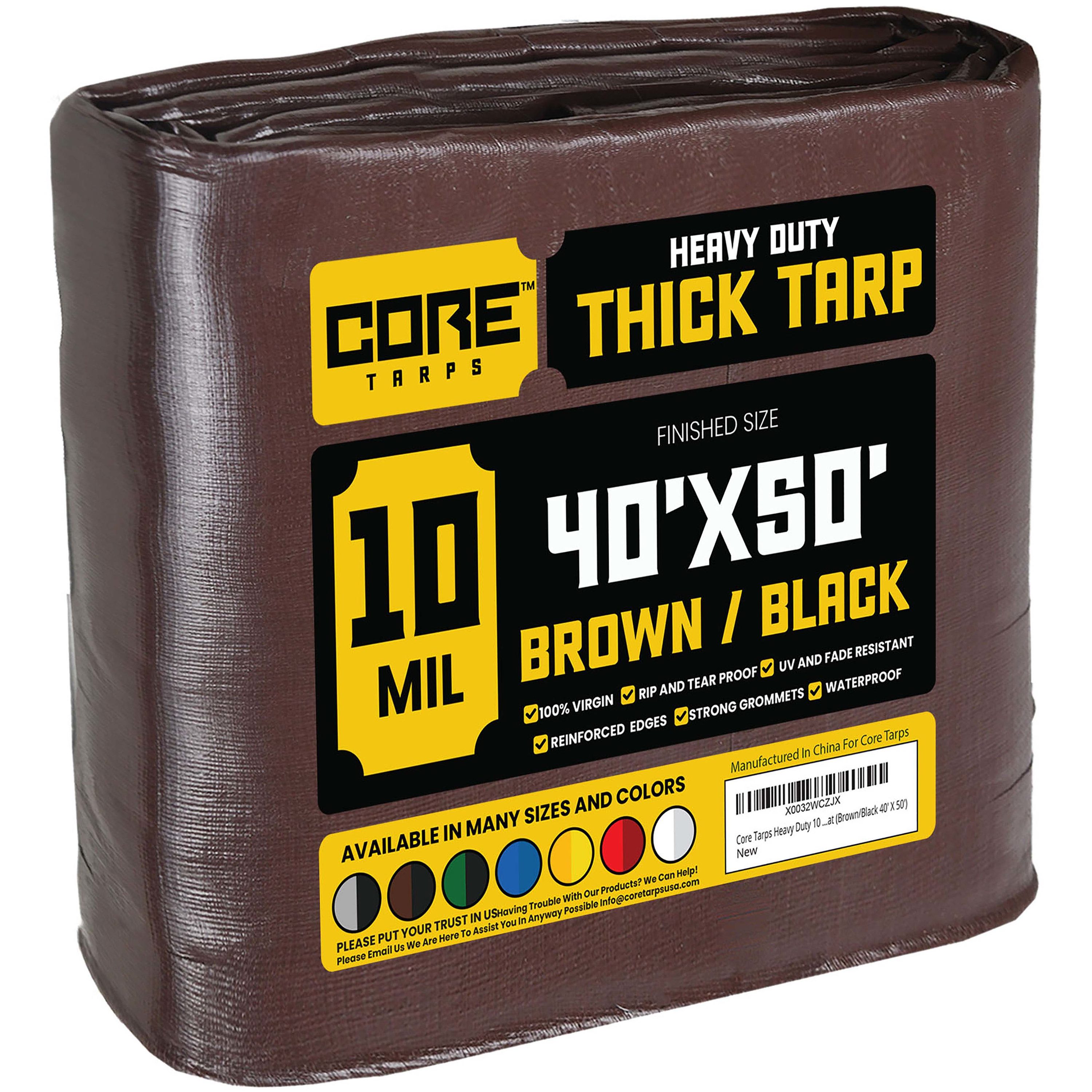 Core Tarps CT-602-40X50 40-ft x 50-ft Brown Waterproof Commercial Polyethylene 10-Mils Tarp