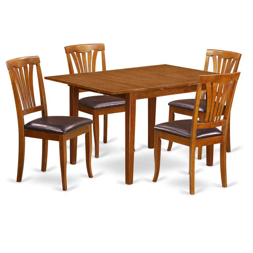 East West Furniture Milan Saddle Brown Casual Dining Room Set With   10340814 