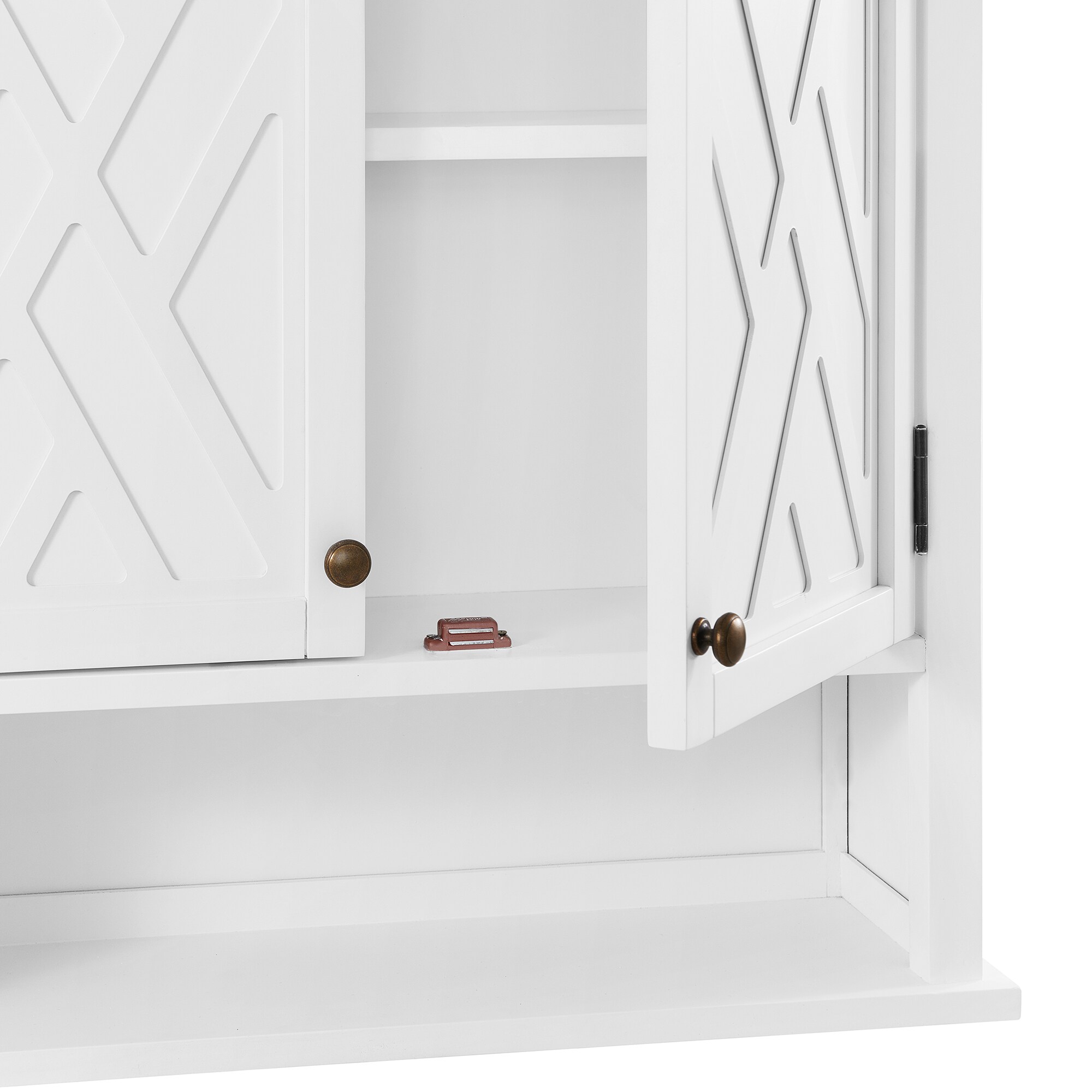 White Transitional Wall Mounted Bath Storage Cabinet with Two Doors