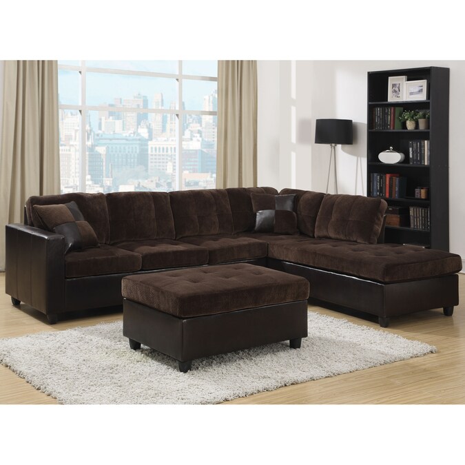 Sos Atg Coaster Fine Furniture In The, Chocolate Brown Velvet Sectional Sofa