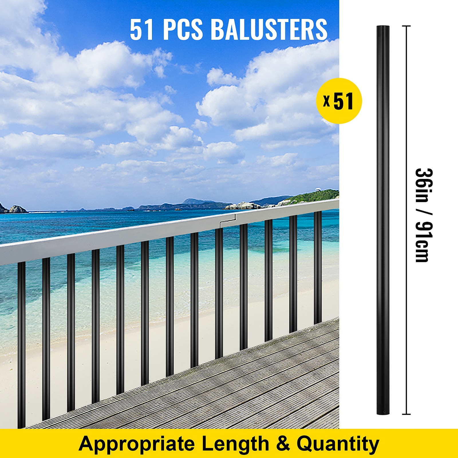 VEVOR Classic Composite Series 0.75-in x 0.75-in x 3-1/2-ft Aluminum Alloy Deck Post