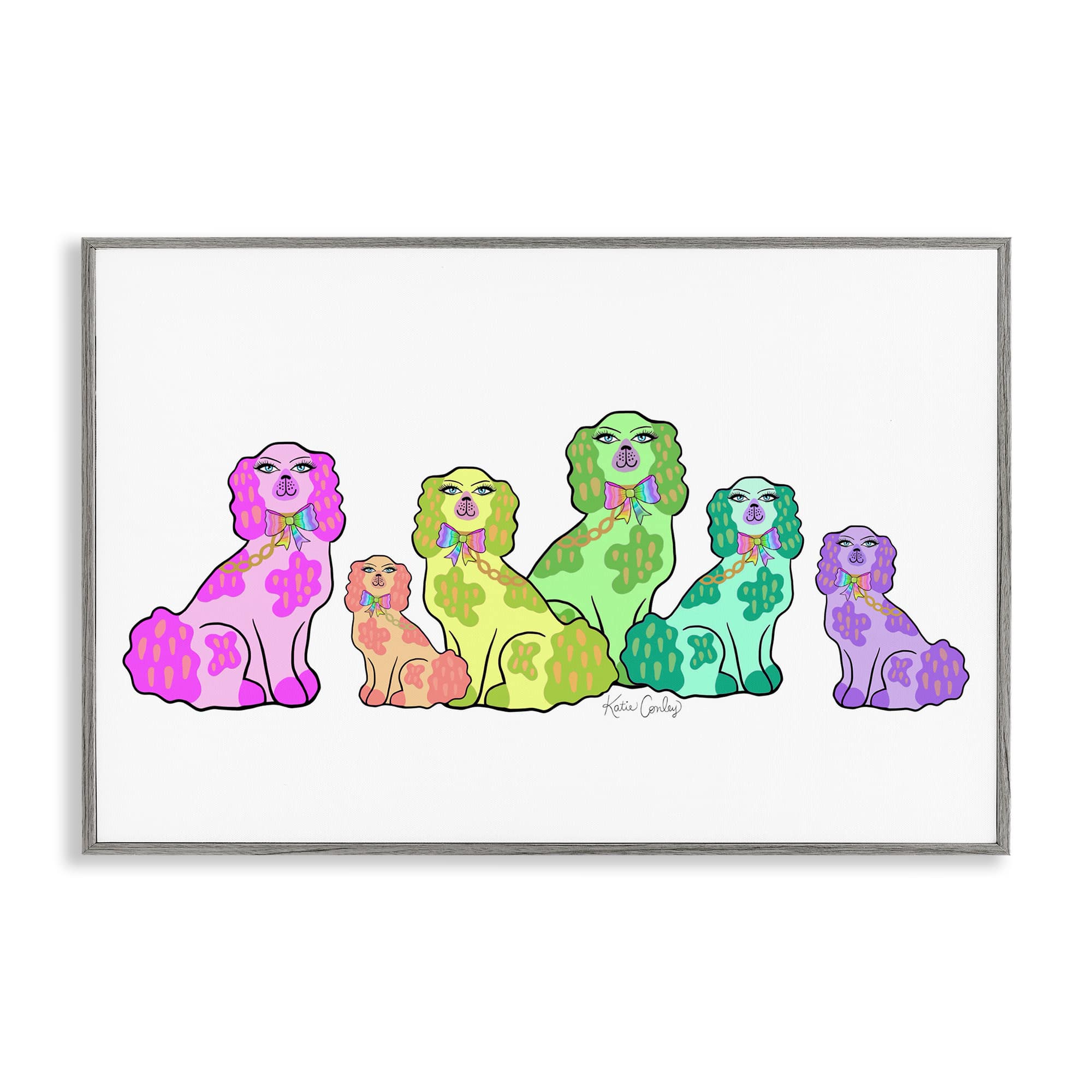 Stupell Industries BS-757-GFF-20X30 Colorful Posh Pooches Gray Framed Giclee Art By Katie Conley 30 x 20