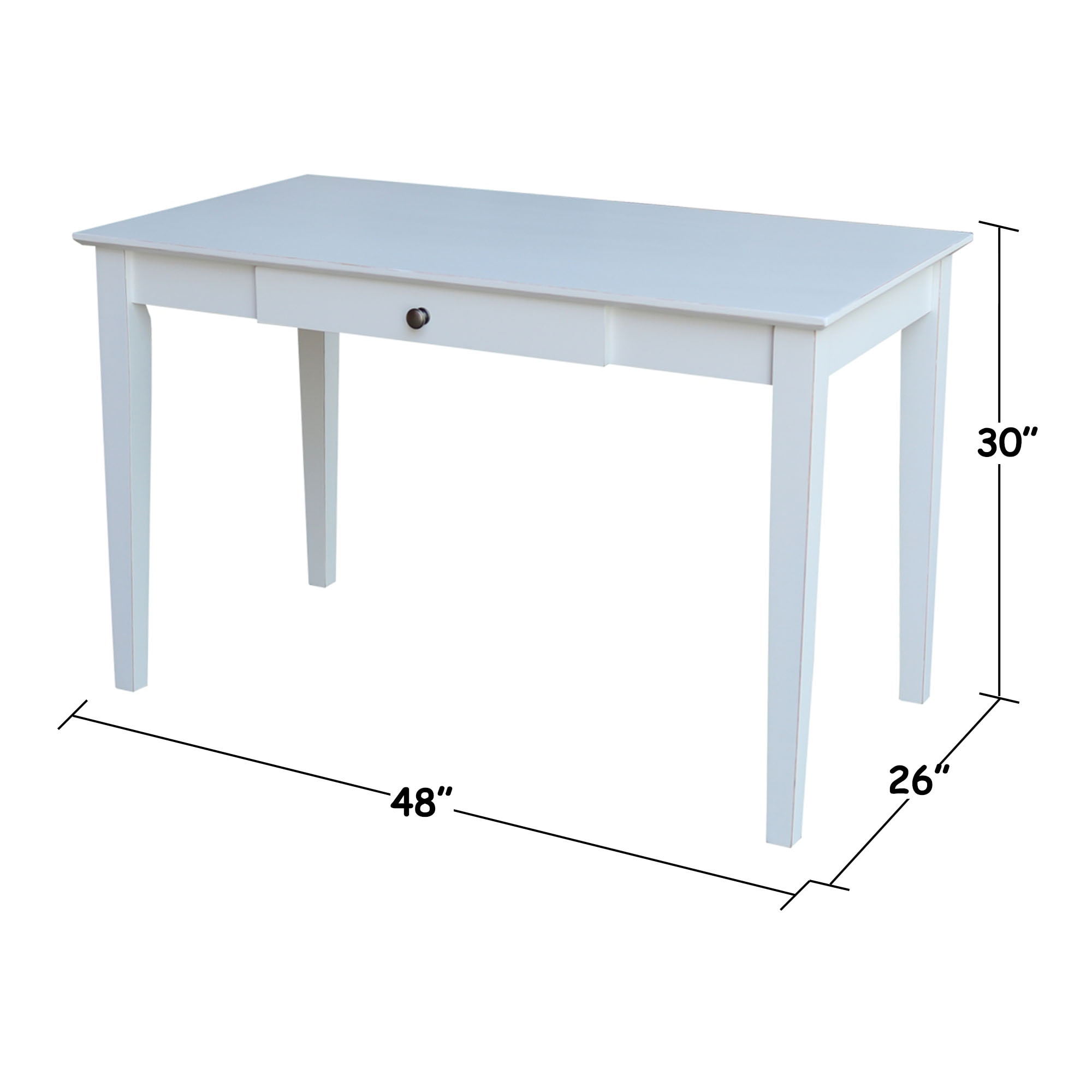 International Concepts 48-in White Traditional Rubberwood Writing Desk ...