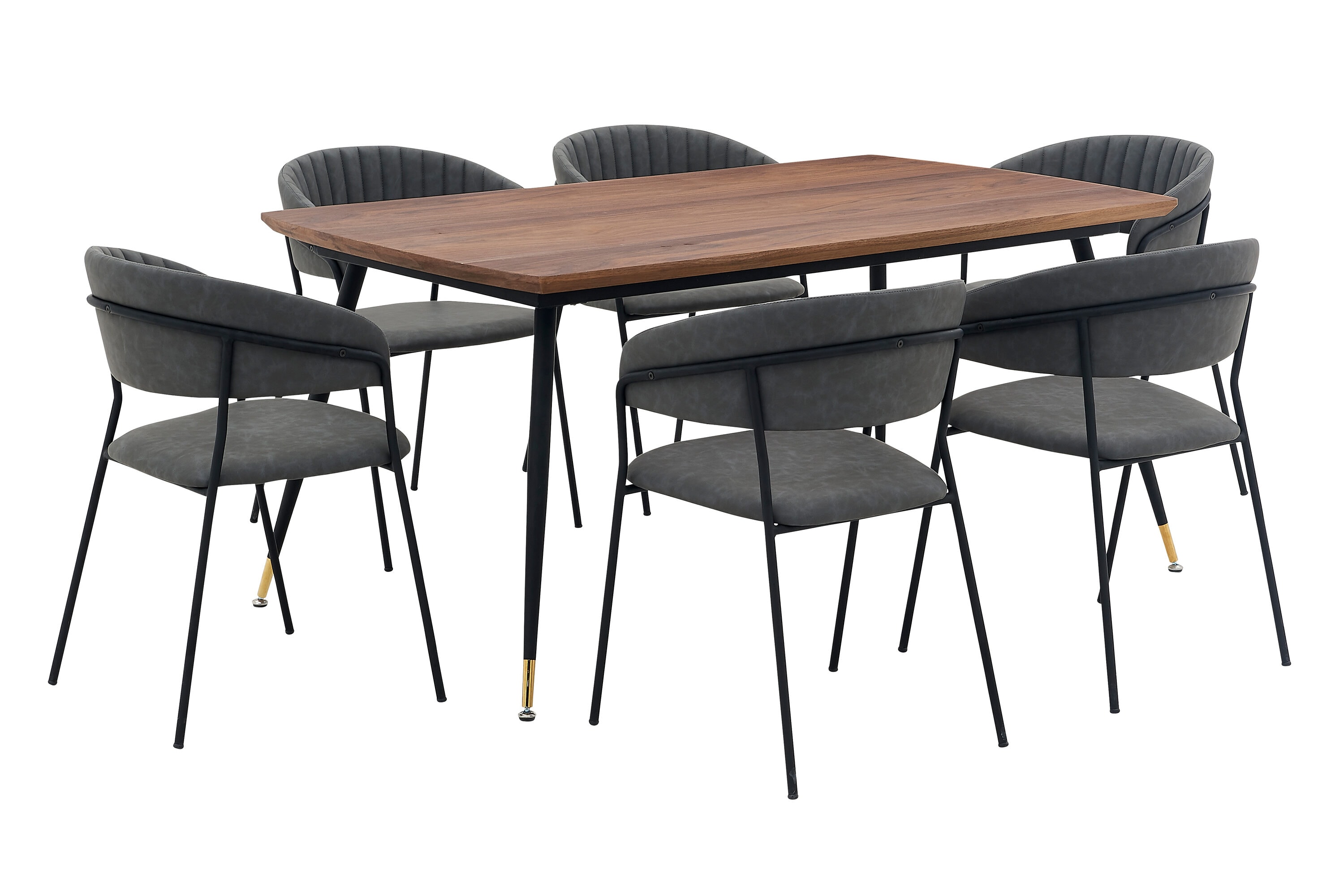 Armen Living SETMSDIGR7G Brushed Stainless Steal Contemporary/Modern Dining Room Set with Round Table (Seats 6)