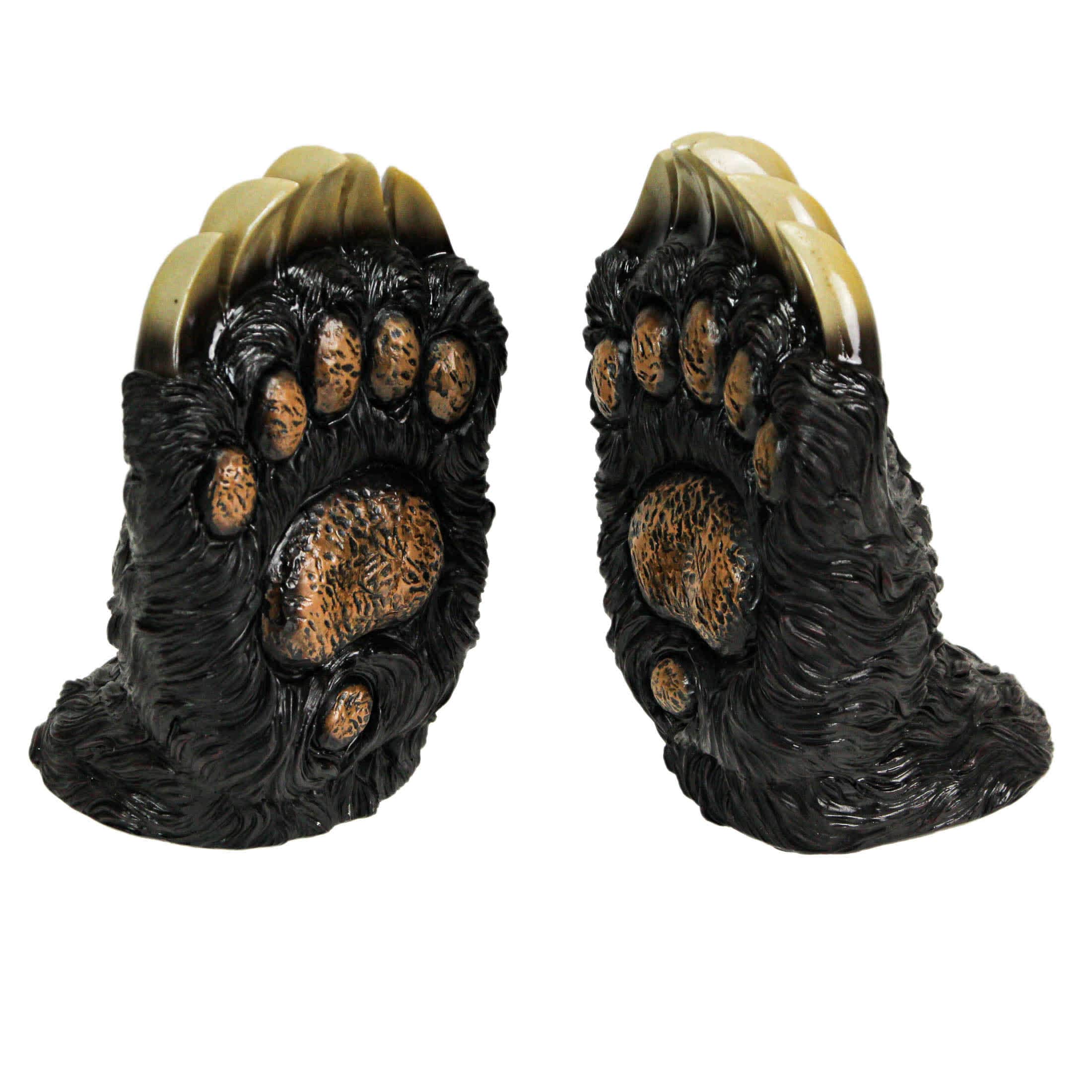 Chesapeake Bay JDY-73224 7 Inch Bear Paw Decorative Bookends Rustic Resin Shelf Organizer Cabin Home