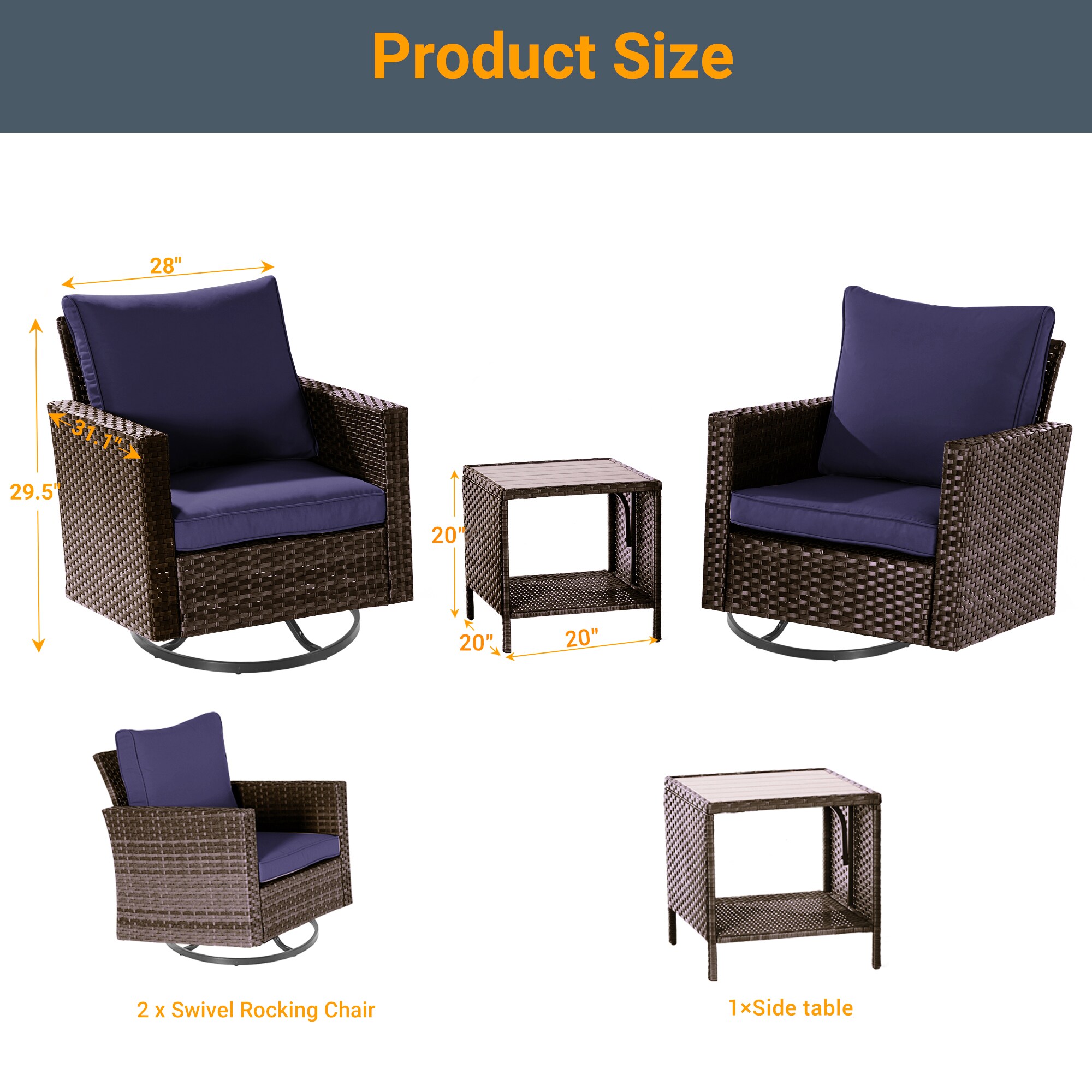 Sonkuki SD-PS2R-BNY-T3 Patio-Conversation-Sets - View #2