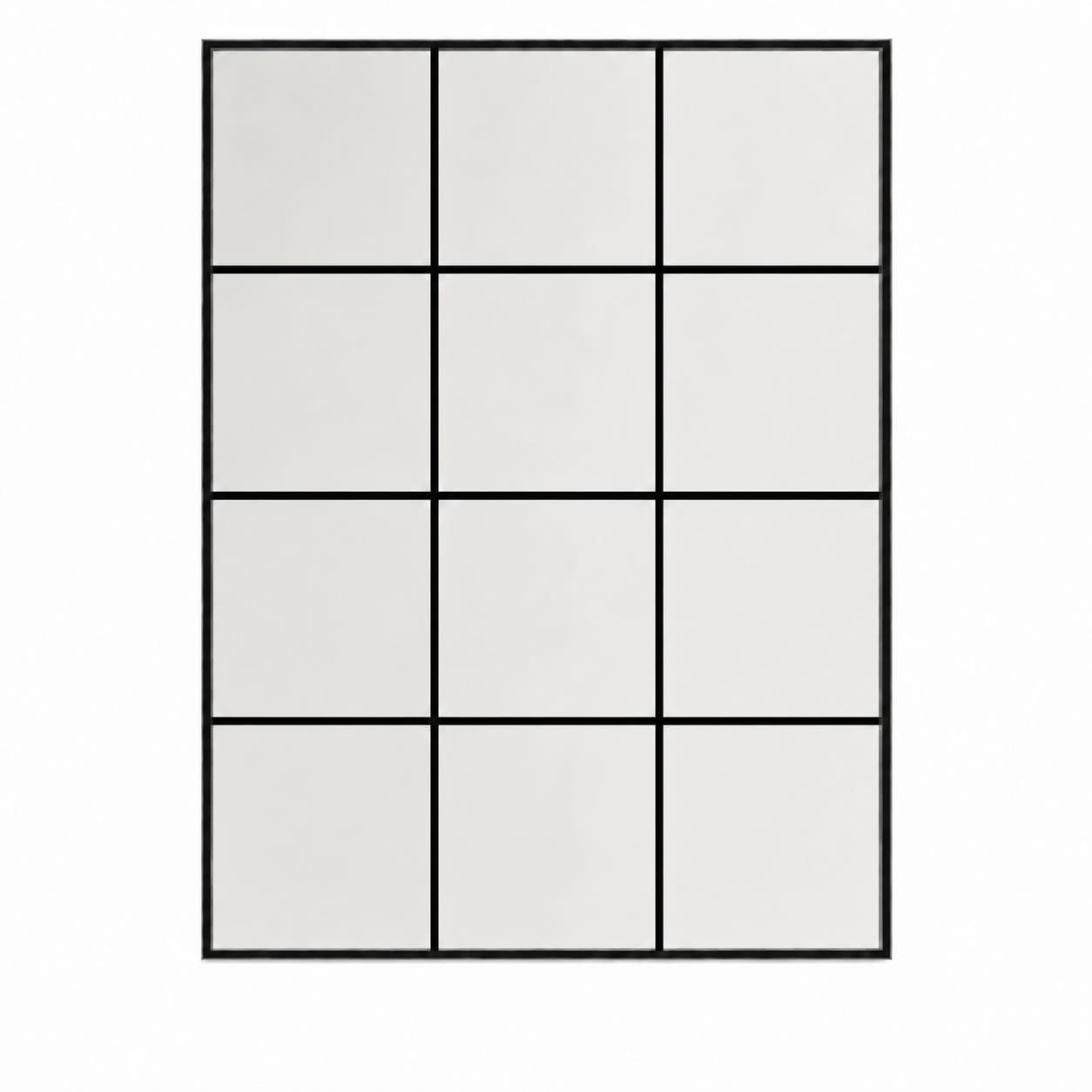 Aoibox  40 x 30 Inch Black Windowpane Wall Mirror with Tempered Glass Grid for Living Room or Entryway