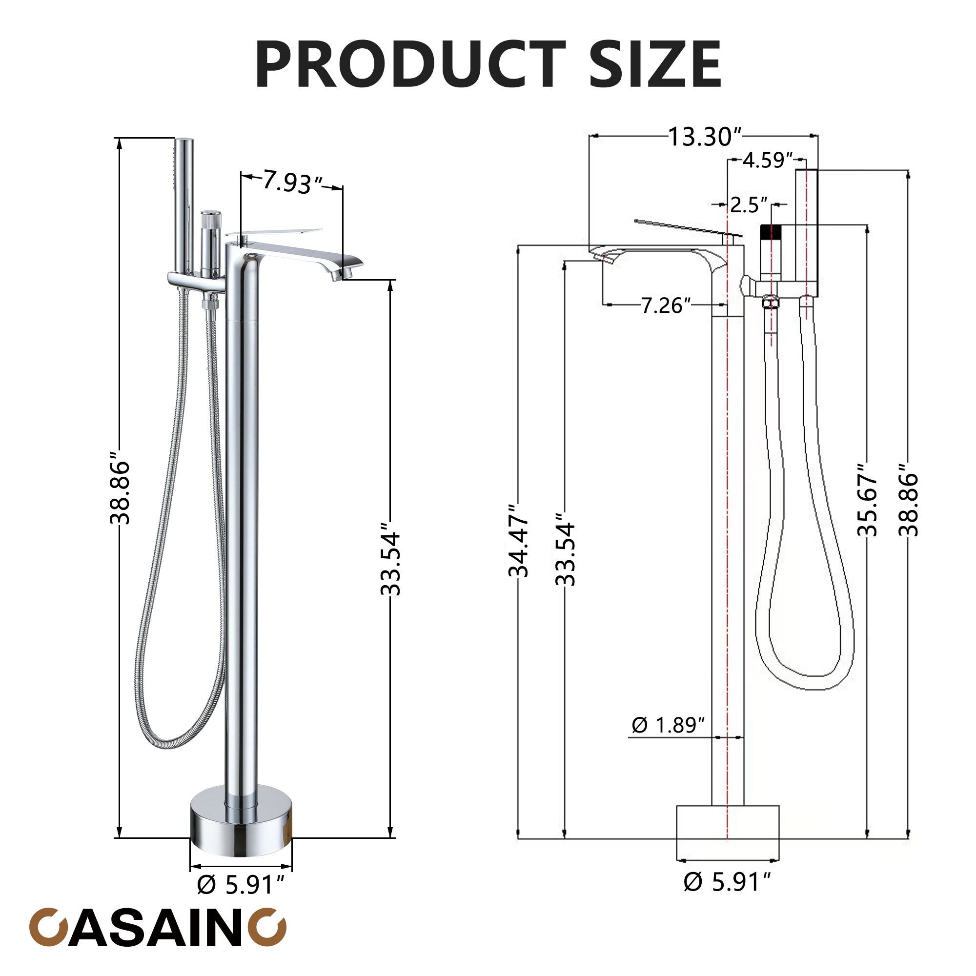 CASAINC TC12-ORB Roman-Tub-Faucets - View #10